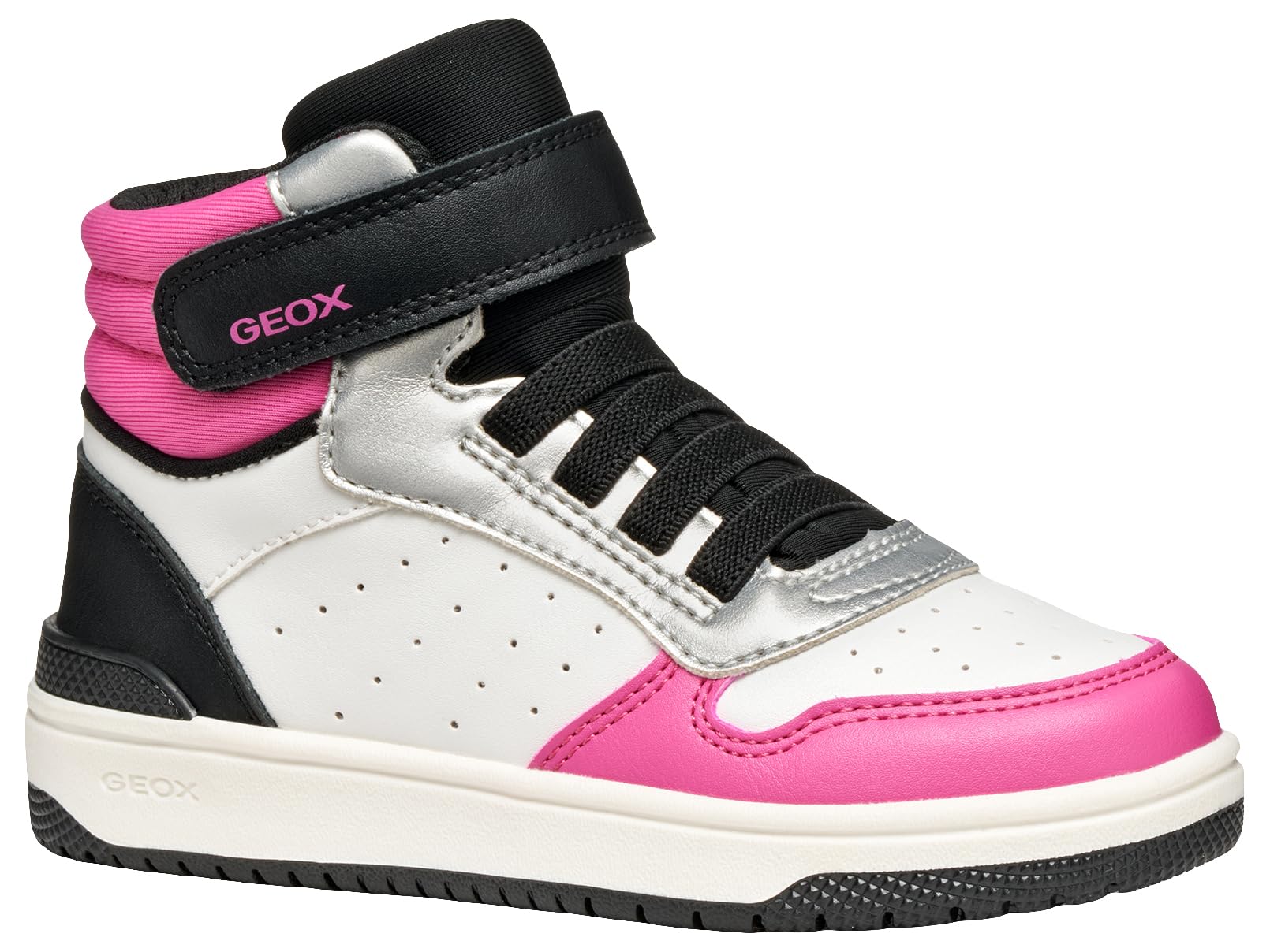 Geox J WASHIBA Girl Sneaker, White/Fuchsia, 11.5 UK Child