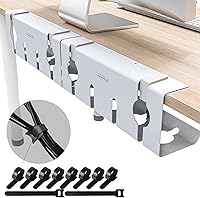 Vista 9 de NODOCA Bandeja de gestión de cables para debajo del escritorio sin perforación, gestión de cables de 14'', abrazadera sin perforaciones, bandeja