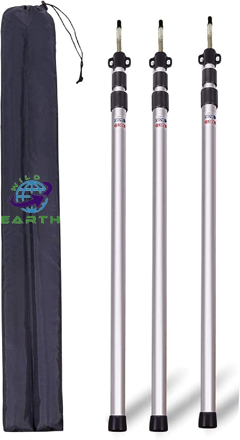 Wild Earth Awning Kit Sun Shade, RV, Camper, Motorhome, SUV, Truck, ANY Vehicle. Lightweight ripstop waterproof. Kit includes canopy set and awning rail. Securely attach to ANY vehicle (DARK GREY)