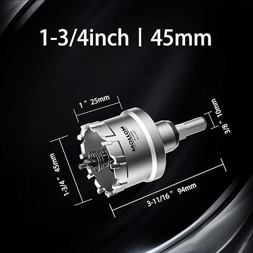 Miniatura 125 de Mollom Sierra perforadora de carburo resistente (2-1/2 pulgadas 2.520 in) con 2 brocas piloto, corte de agujeros de acero inoxidable, acero suave