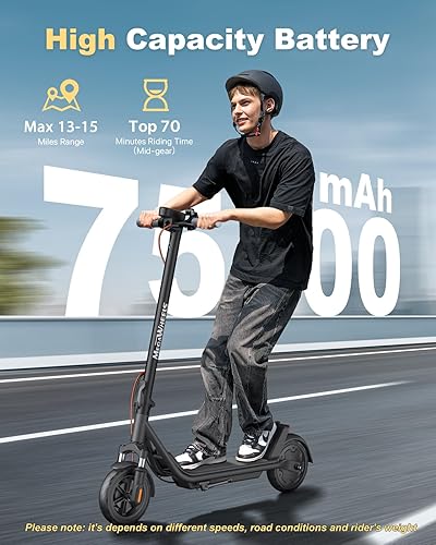 Vista 2 de Scooter eléctrico A1C, scooter de suspensión delantera, neumáticos sólidos 8.5, motor de 300 W, control inteligente de aplicación, 15.5 MPH