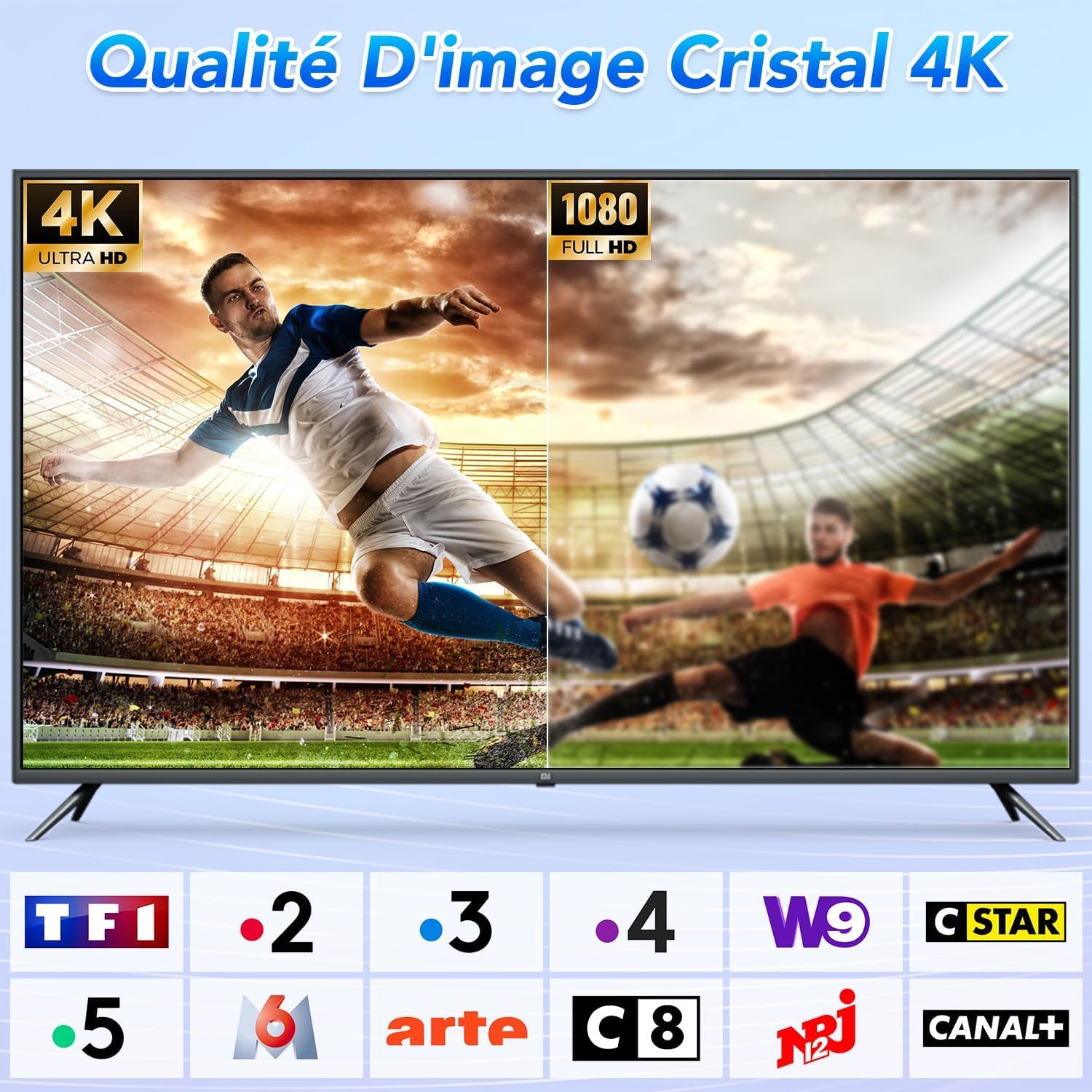 Antenne TV intérieur, Antenne TV Intérieur Puissante TNT HD 2026, Antennes TNT Intérieur Amplifiée pour Téléviseur Intelligent, Compatible DVB-T2 4K 1080P pour Chaînes Locales Gratuites (Rouge)