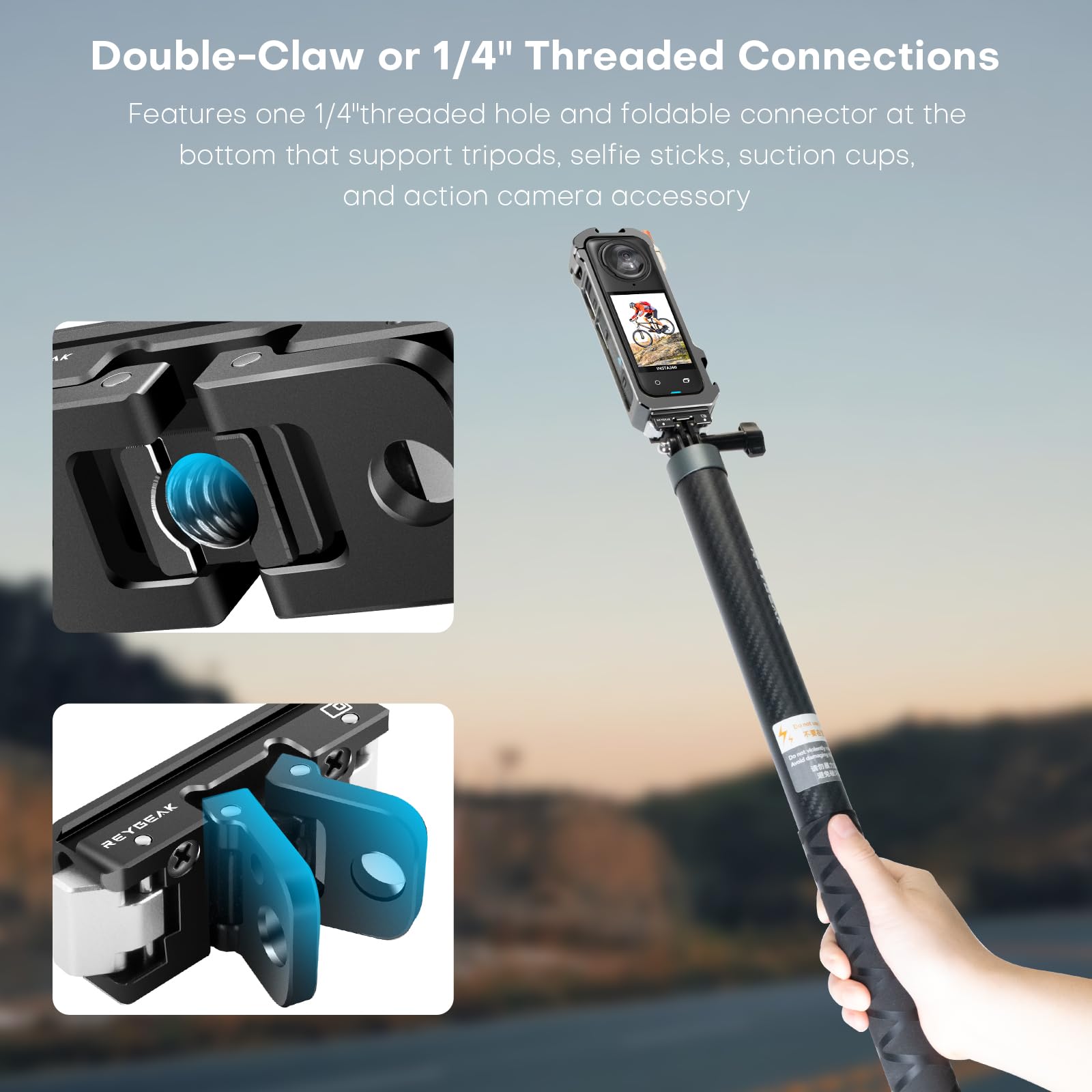 REYGEAK for Insta360 X4 Cage,Aluminium Utility Frame for Insta360 X4 - Image 4