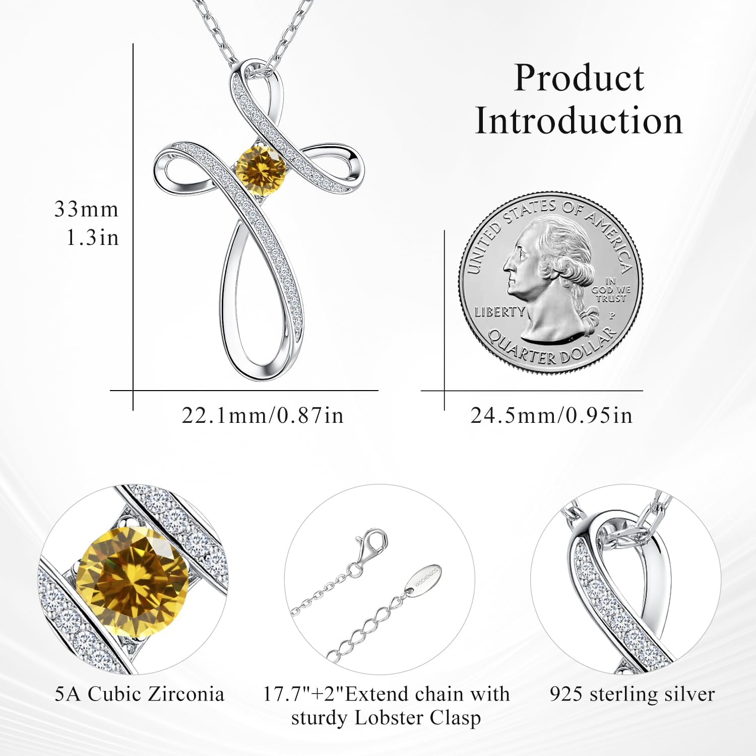 Sterling Silver Cross Necklace, Birthstone Necklace for Women, Cubic Zirconia Crosses Pendant Necklaces, Trendy Womens Wife Mom Daughter CZ Jewelry Gifts for Confirmation Baptism Morhers Day Birthday - Image 5