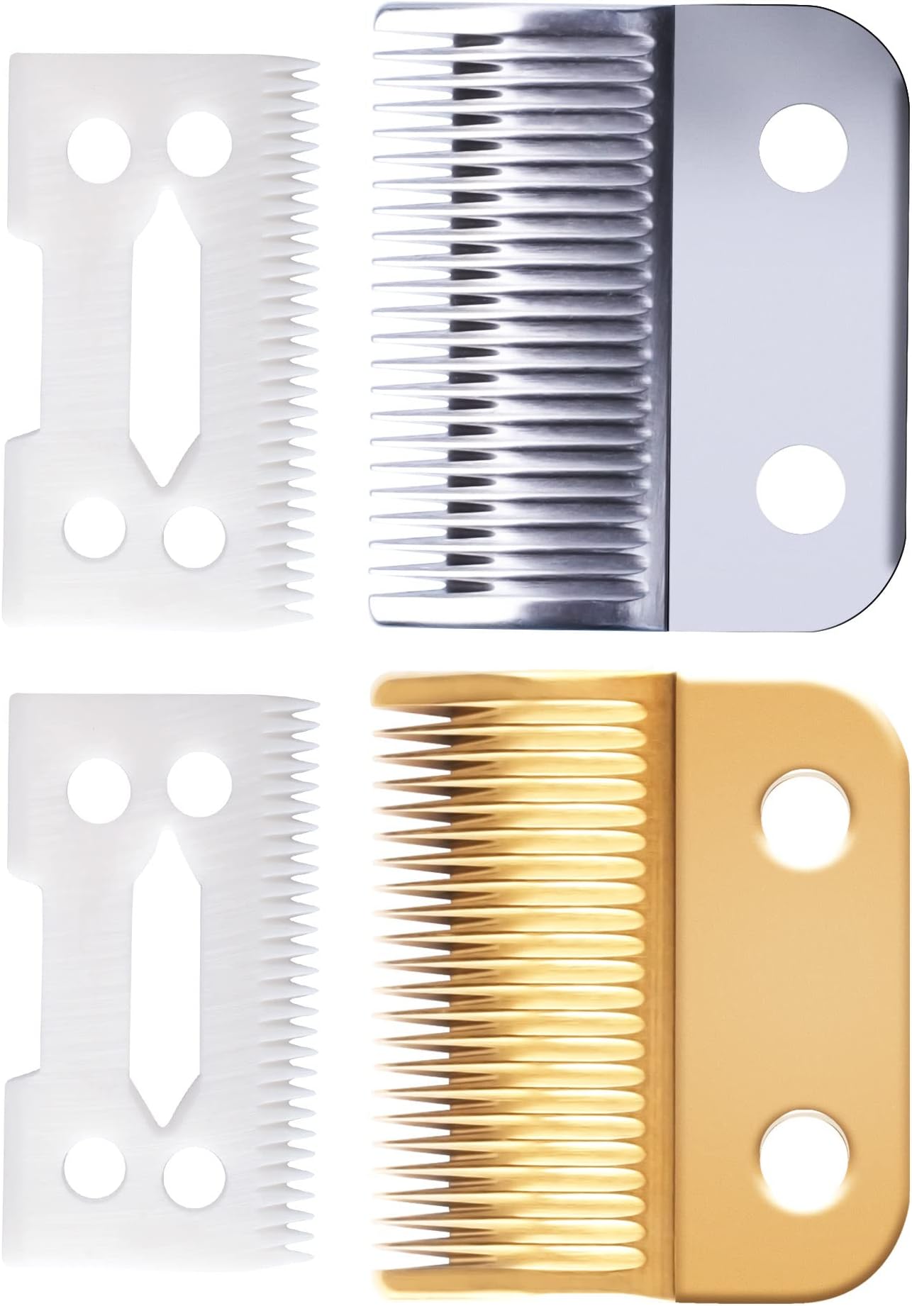Clippers Blades Replacement for Wahl 30-15-10(#1037-400),Professional Animal Standard Adjustable Blade Set,Ceramic Dog Blade Set,2 Set(Gold/Silver)
