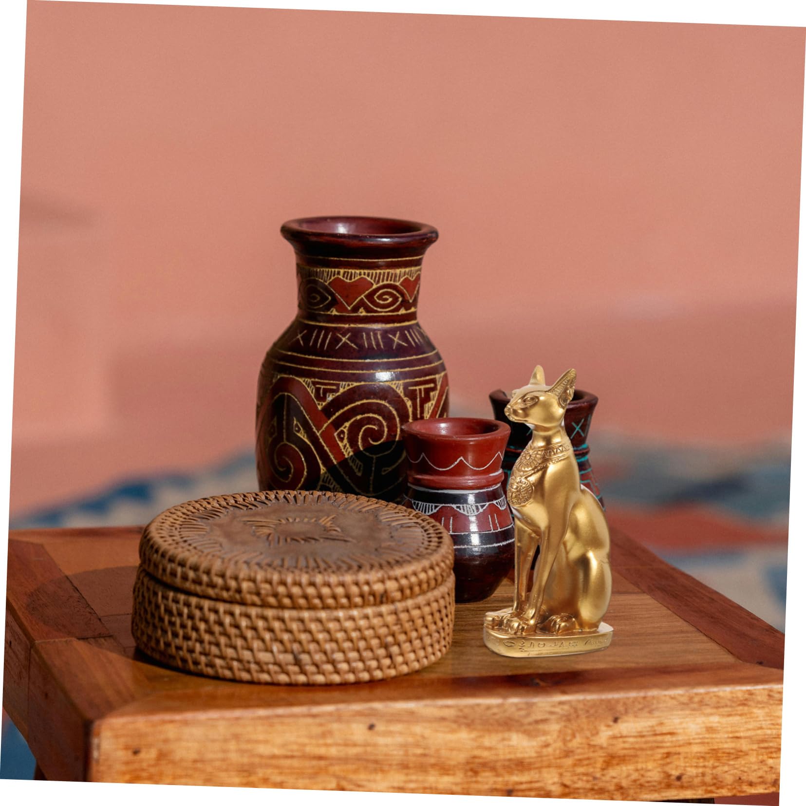 Veemoon Figura Decorativa de Gato Disfraz Egipcia en Resina Dorada, Artesanía Creativa para Decoración Elegante de Dormitorio y Sala de Estar