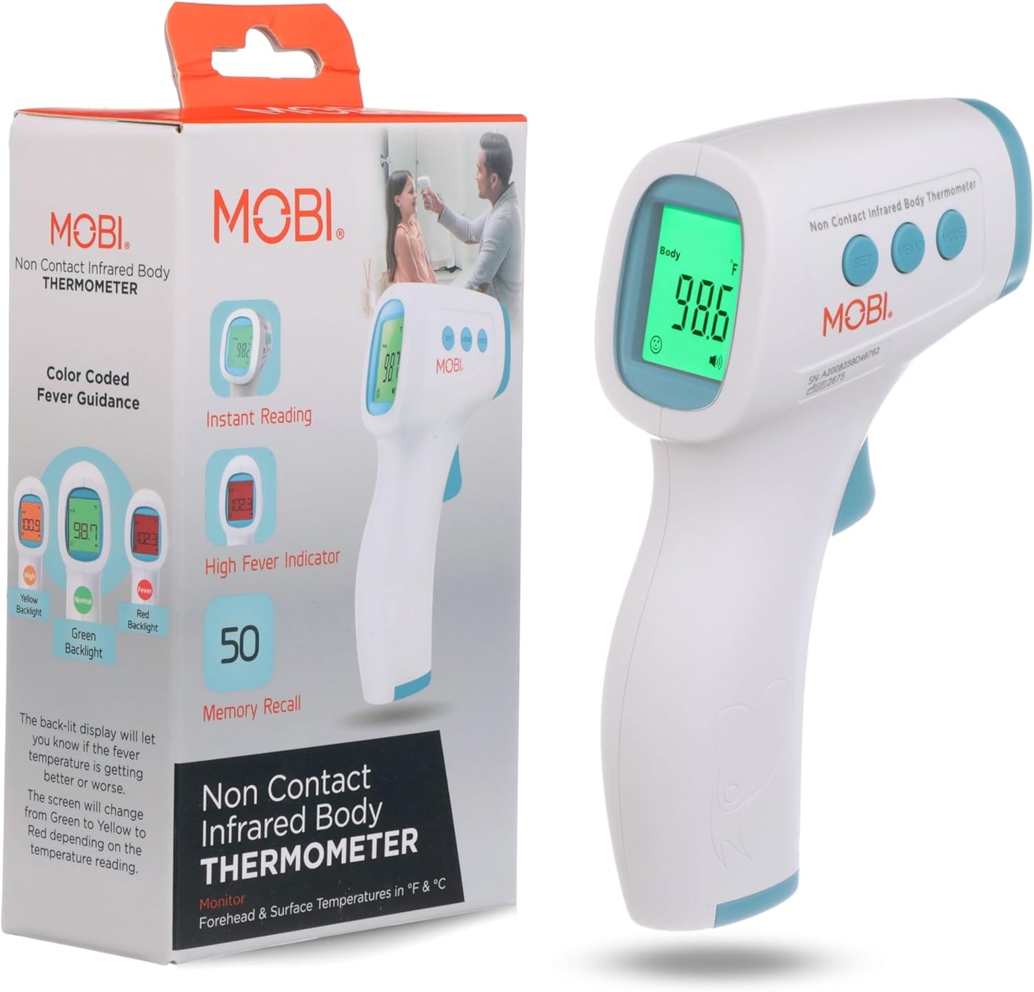 MOBI Non-Contact Thermometer Infrared Forehead Temp Checker
