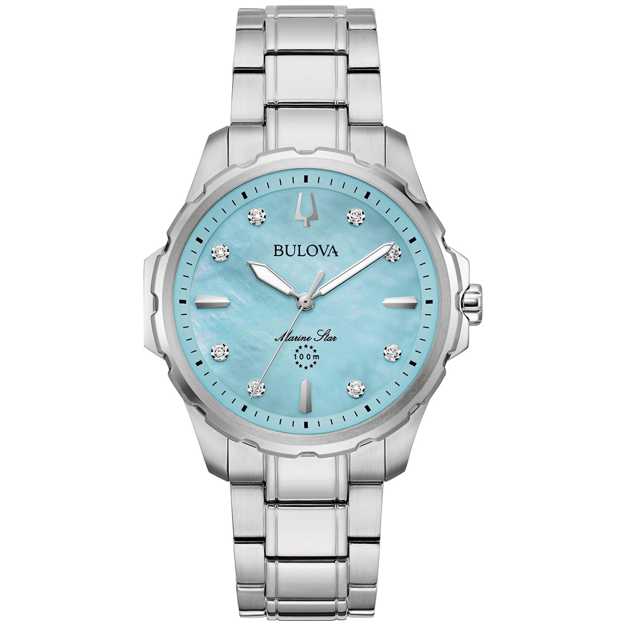 Bulova Reloj analógico de Cuarzo para Mujer con Correa de Acero Inoxidable 96P248, Plata, Pulsera