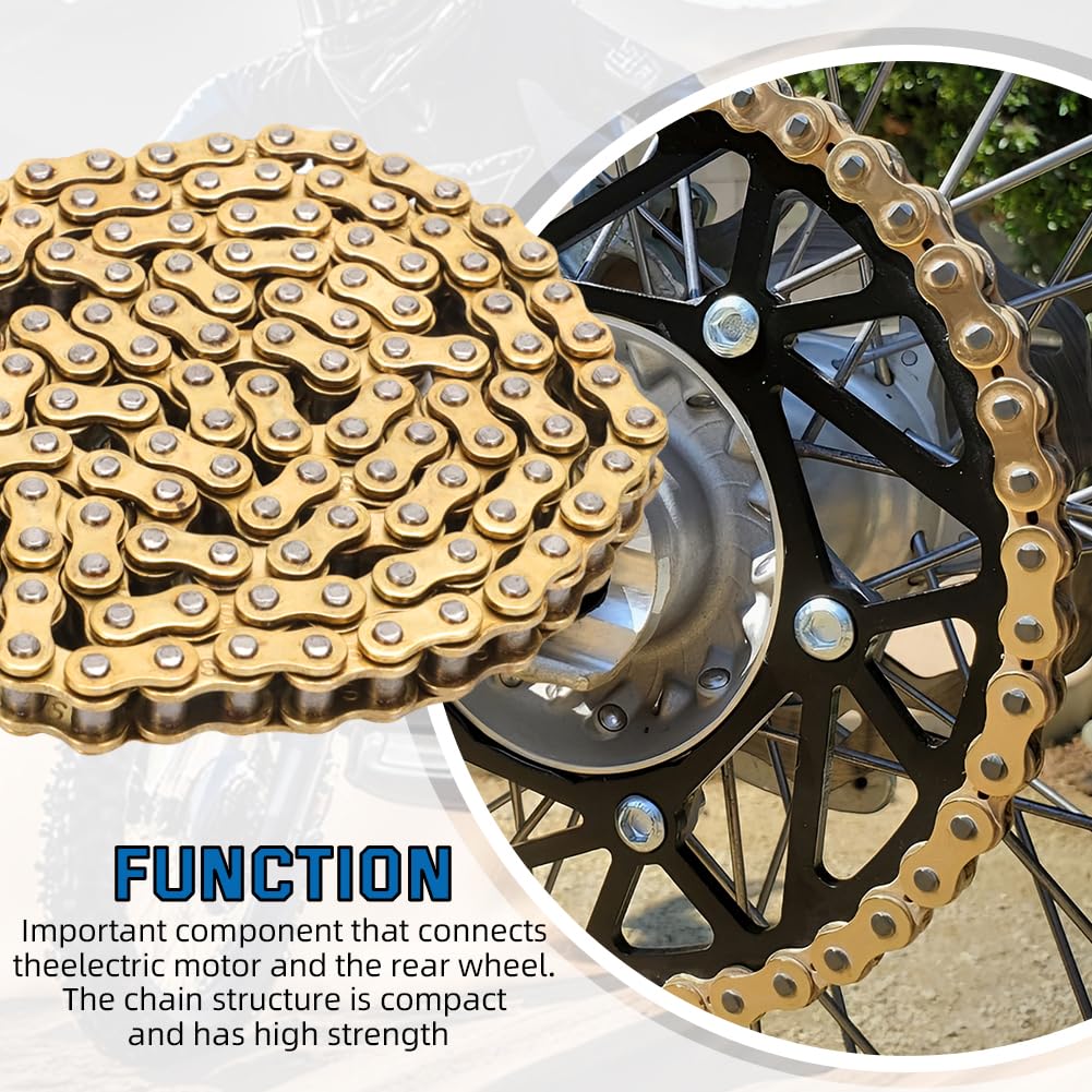 AUTOVIC Electric Dirt Bike Chain 58 Links #219SH Size for 48V Pro Electric Dirt Bikes (63 Links - Gold)