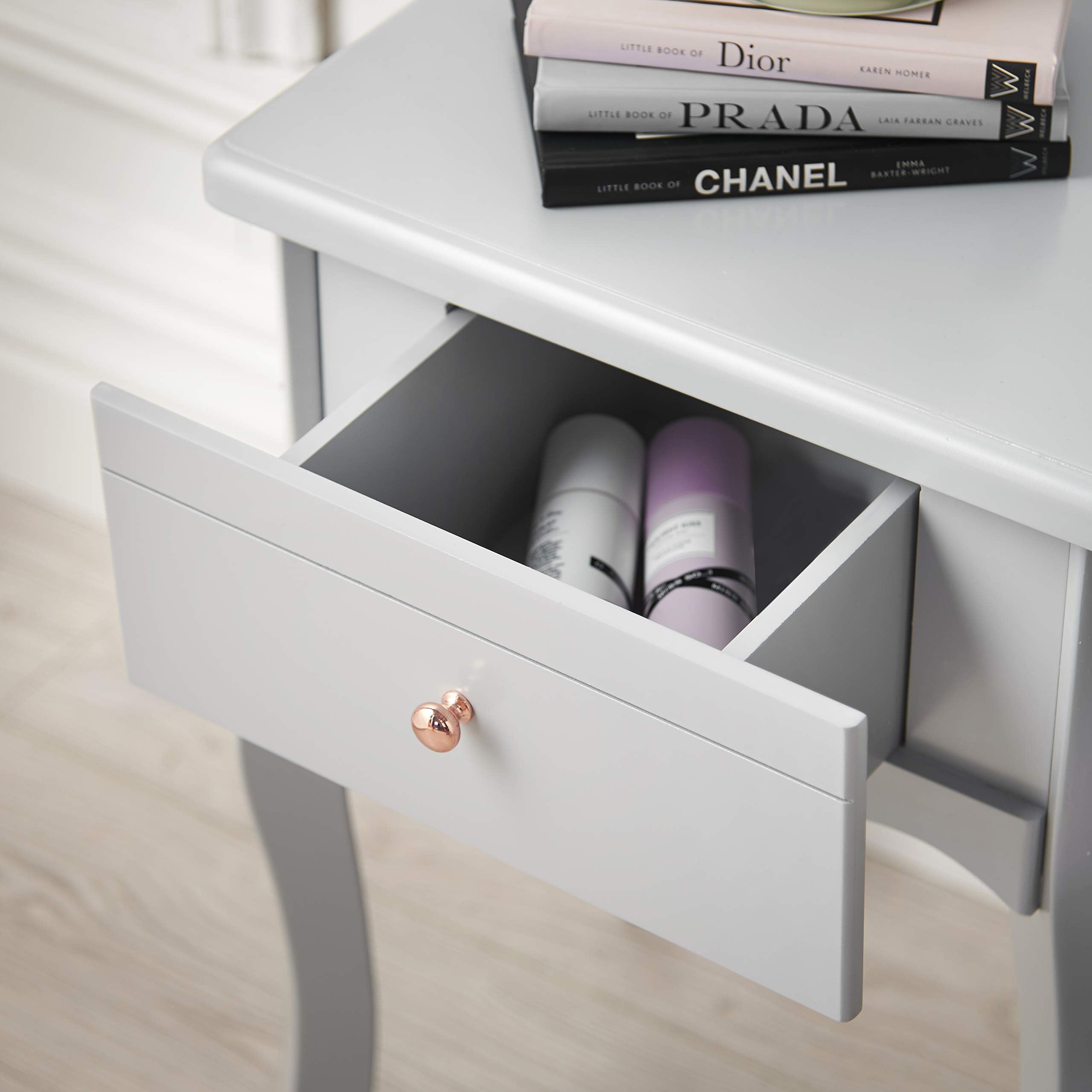 grey and rose gold dressing table CARME SORRENTO with Drawer Handles in with Mirror and LED Lights, 4 Pieces Set for Bedroom Home & Kitchen Sequins Homecoming Dress