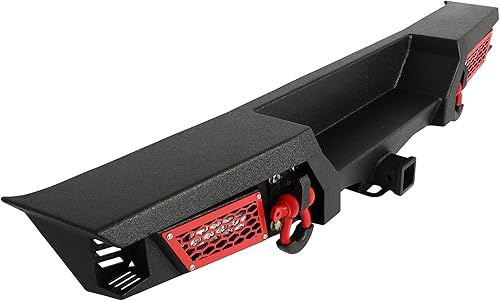 Miniatura 30 de FINDAUTO Parachoques delantero apto para Jeep Cherokee 1983-2001 con placa de cabrestante, luces LED y anillos en D, mejorado, texturizado