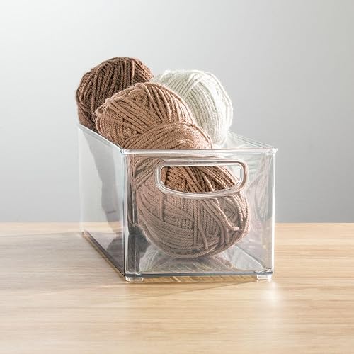 Miniatura 3 de mDesign Contenedor organizador de plástico para artes y manualidades, caja de suministros para pasatiempos con asas para la escuela y el hogar,