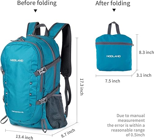 Miniatura 3 de NODLAND - Mochila ligera de senderismo de 40 litros, resistente al agua para camping, plegable, impermeable, para viajes para hombres y mujeres,