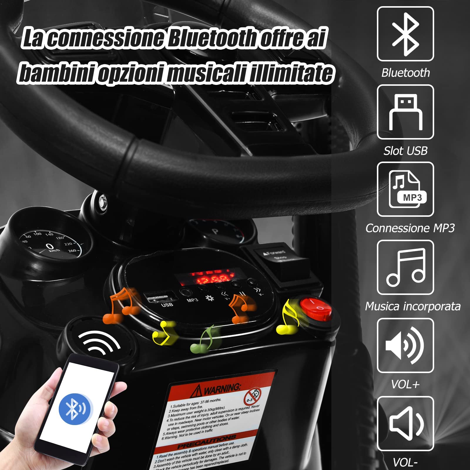 GYMAX Trattore per Bambini 3-8 Anni, Giocattolo cavalcabile Portata 30 kg, con 6 Ruote e Telecomando, Trattore Elettrico con Cintura di Sicurezza, 152x67x71 cm (Rosso)
