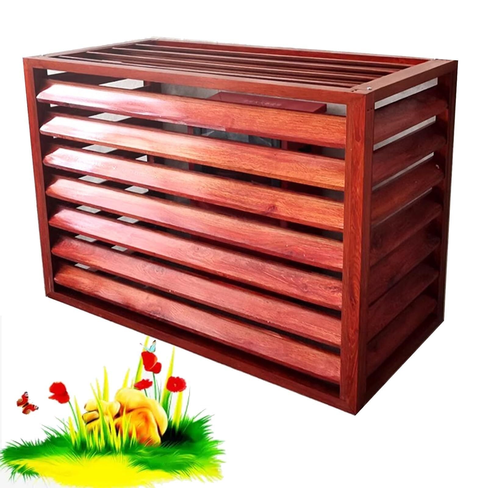 QYMYOZ Outdoor Aluminum Air Conditioner Cover, Louvered Frame & Flower Rack, Weatherproof, Anti-Theft, Fits 110x80x60cm (43x31x24in)