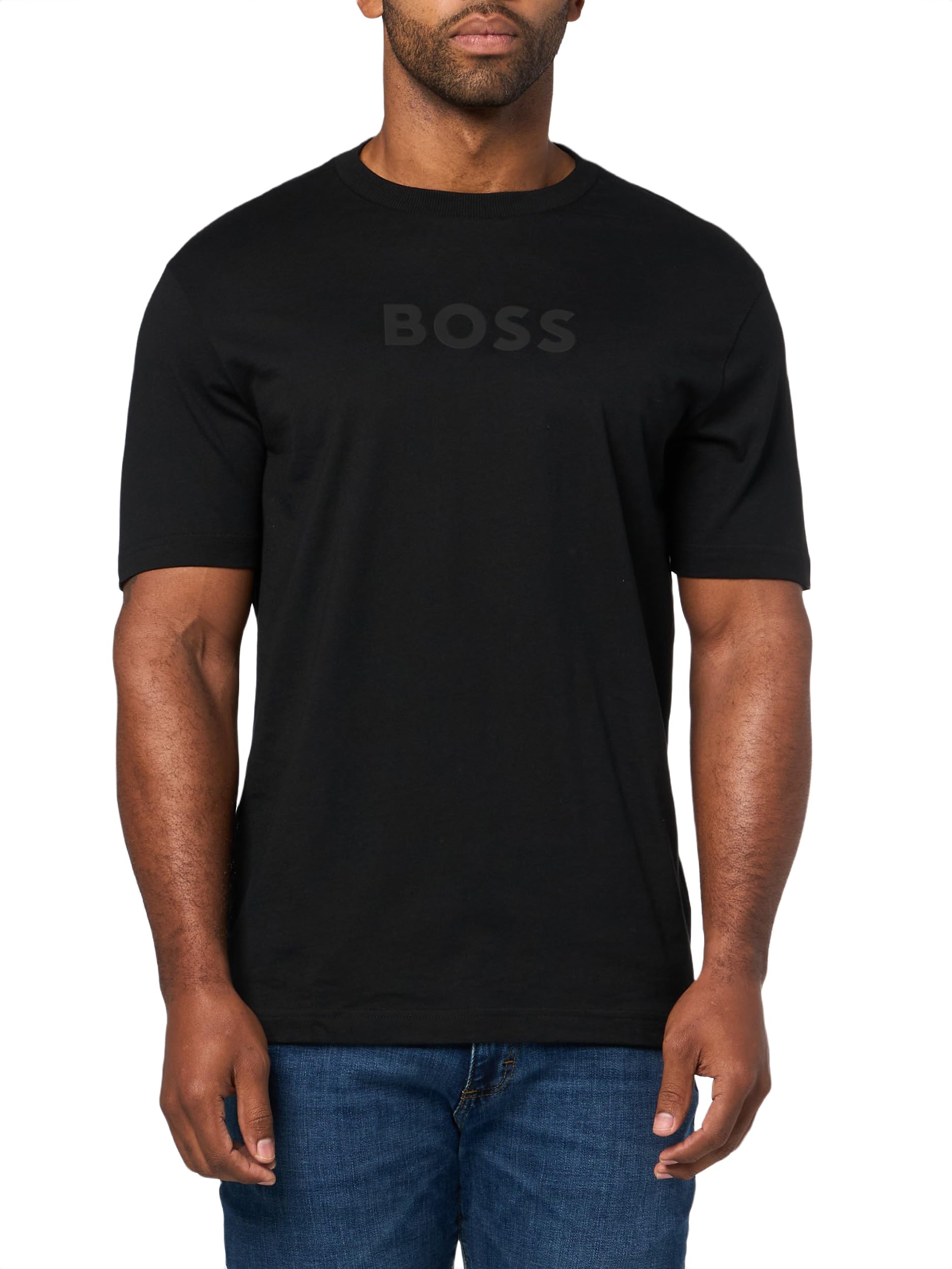 

                                                    BOSS, Embossed Center Logo Cotton T-Shirt, Black M