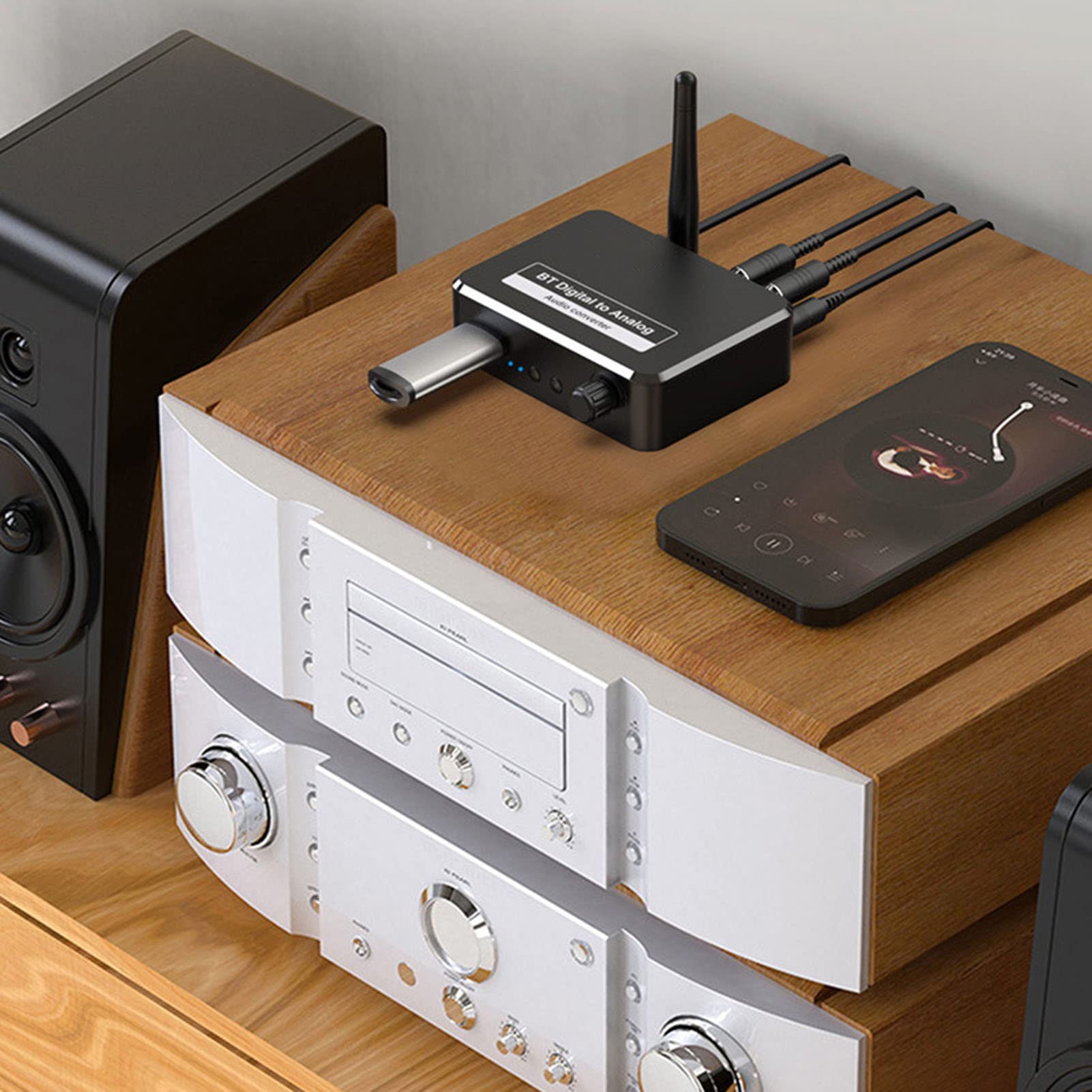 Récepteur Bluetooth 5.1 Pour Chaîne Hi-fi - Connexion RCA Ou Jack 3.5 Mm, Batterie 12h, Portée 30m, Mode Bass - 3