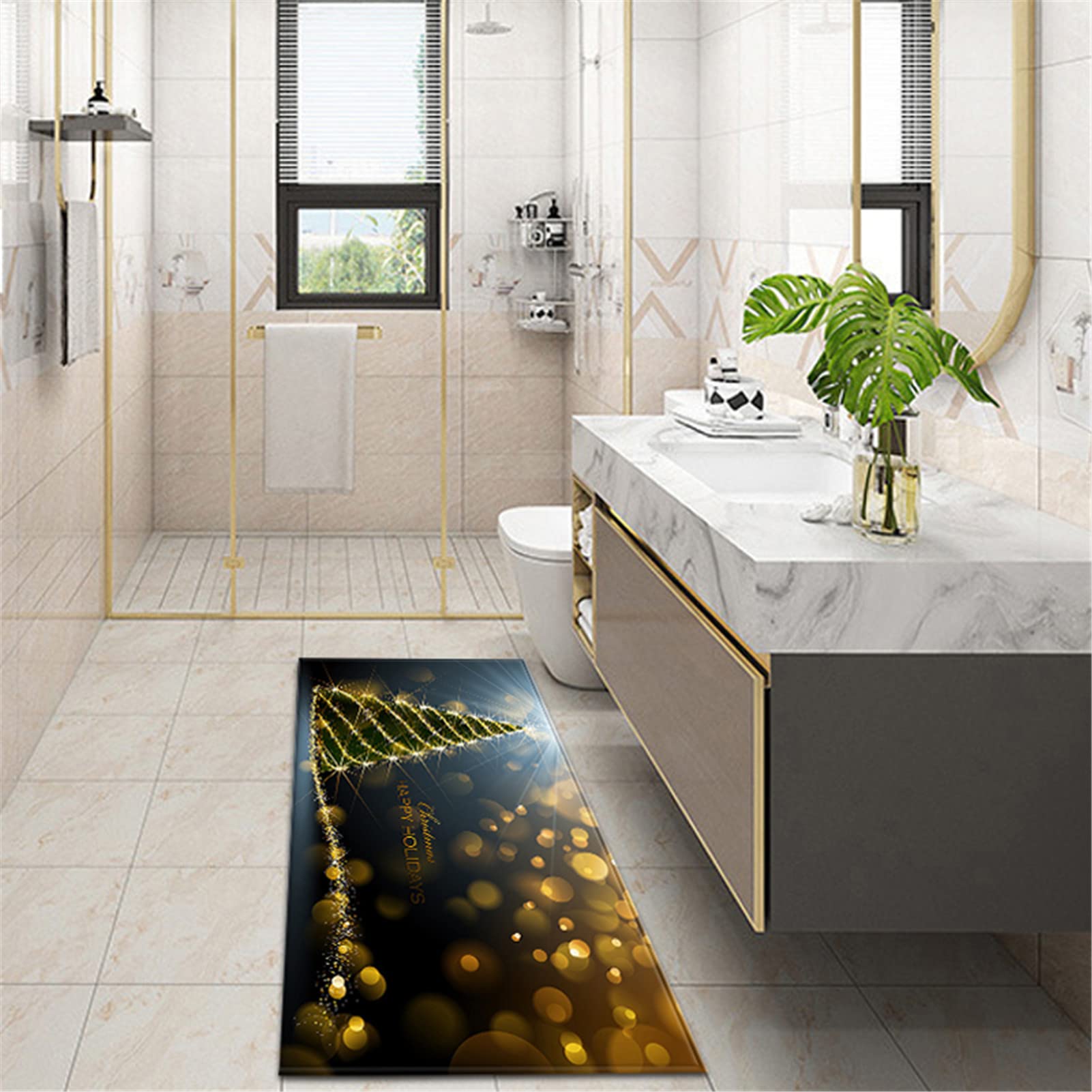 Tappeto Runner Natalizio Antiscivolo per Corridoio Cucina Soggiorno, Zerbino Natalizio Morbido Poliestere, Tappeto Entrata Interno di Benvenuto per Decorazioni Natalizie,5,60x180cm/23.6"x70.8"