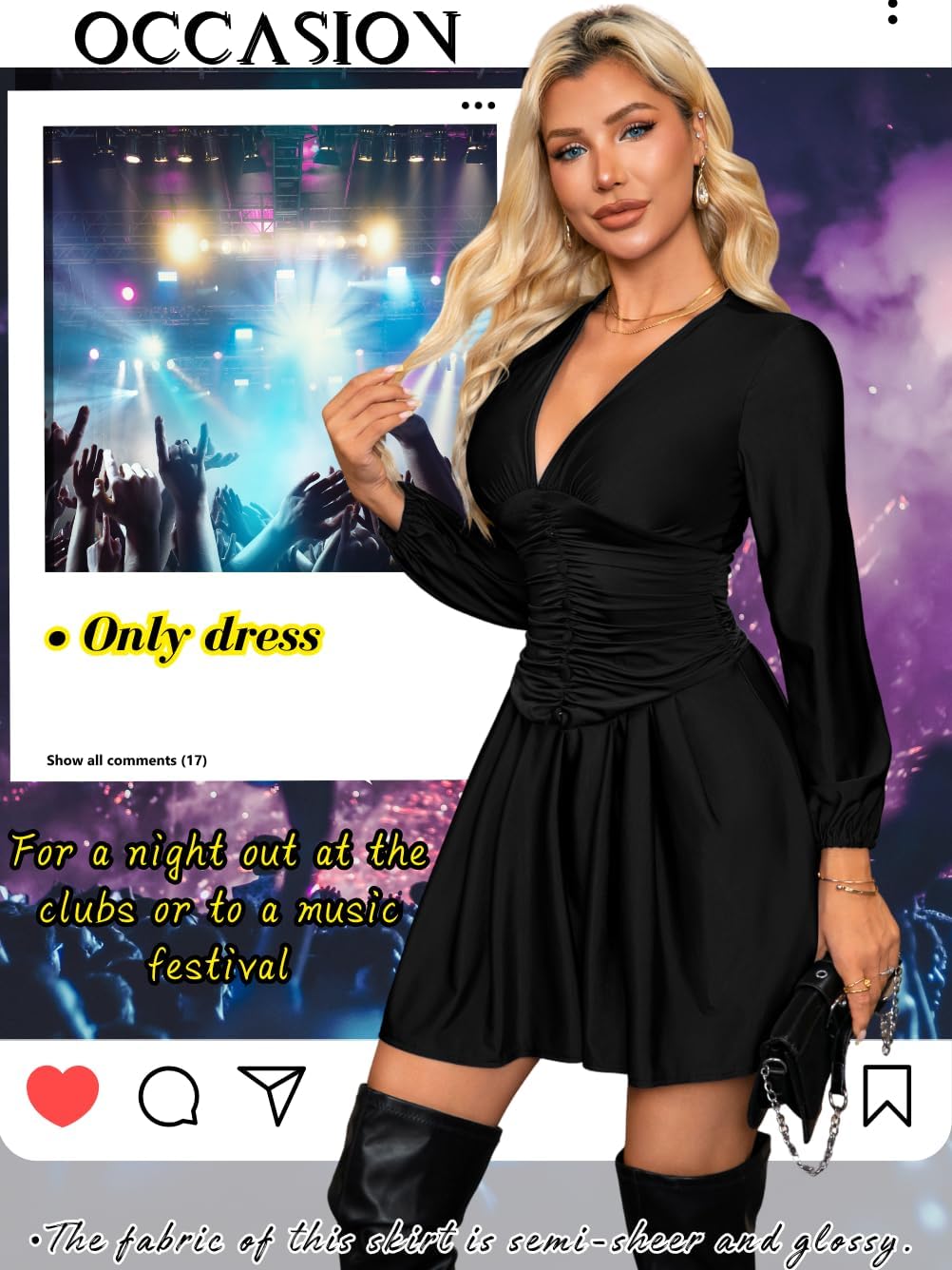 Pleated Mini Dress, V Neck A Line, Semi Formal Cocktail, Smocked Ruched Short Skater Dresses Date Night for Women - Image 6