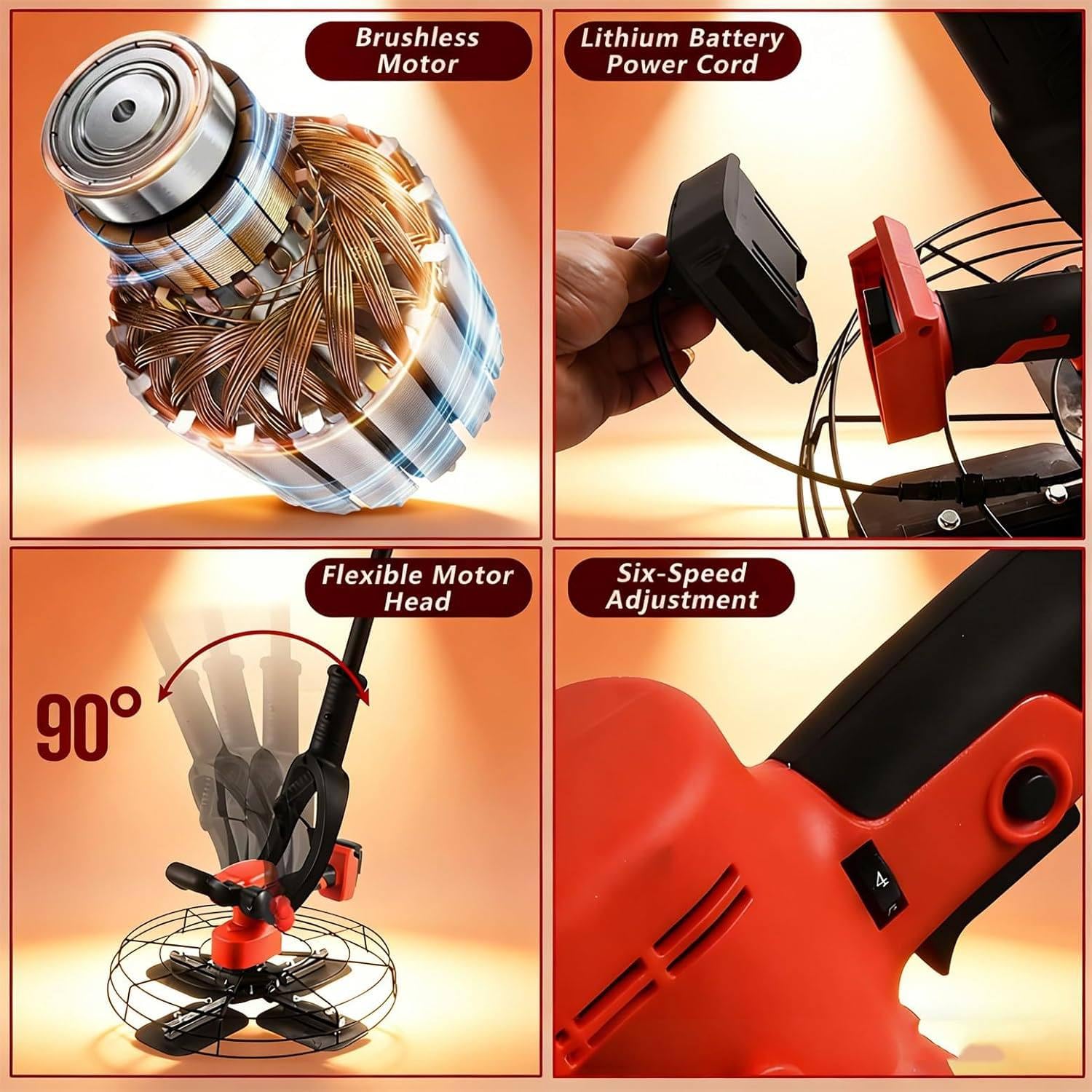 Talocheuse électrique Autotractée, 6 Vitesses Variables, Polisseuse Pour Le Lissage Des Murs, Double Alimentation, Avec 5 Types De Disques De Ponçage Et Une Rallonge Amovible De 130 Cm 30000mah