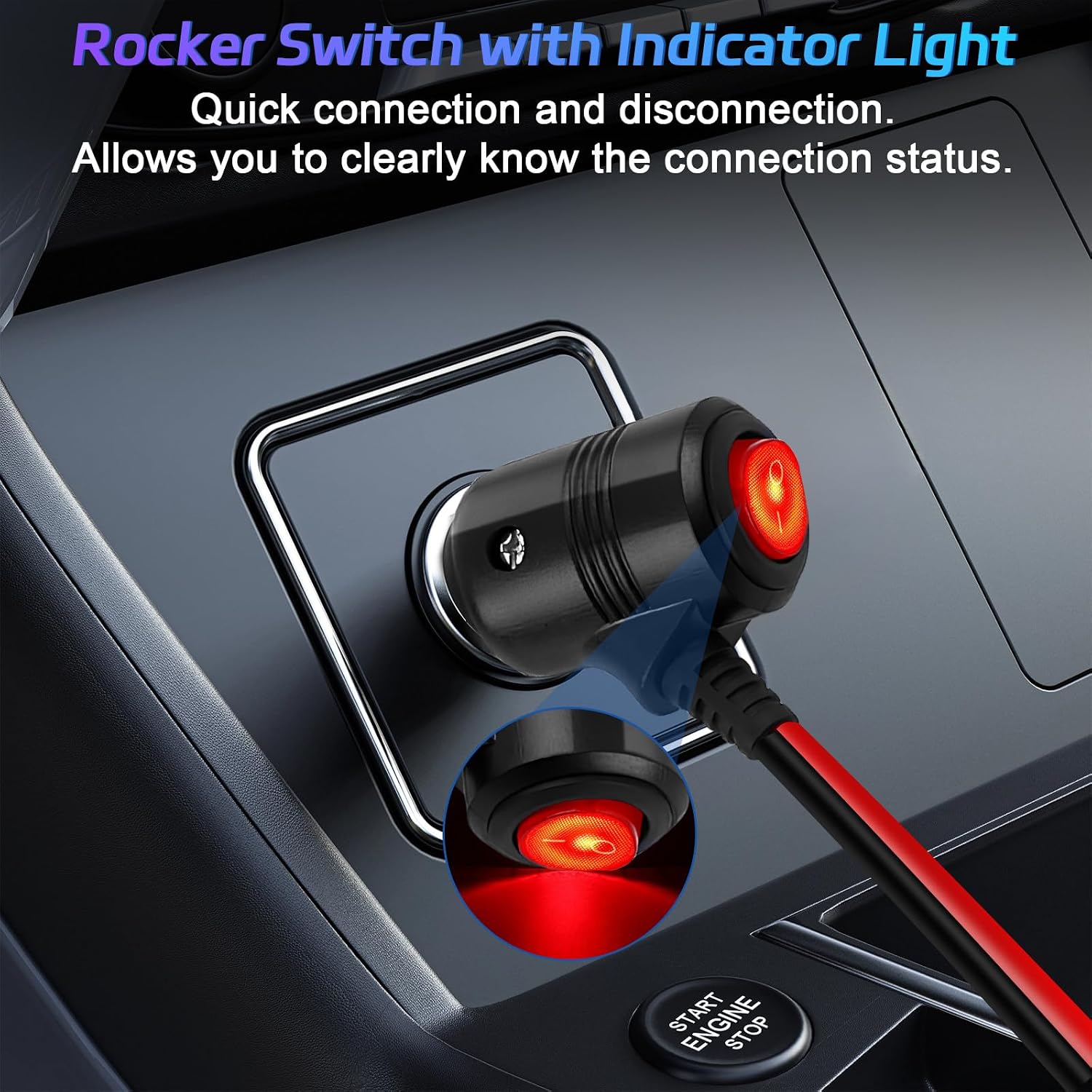 Herfair Car Cigarette Lighter Splitter,2-Socket Cigarette Lighter Adapter Extension Plug Cord Power Charger Port for DC 12V 24V Vehicle 2-Way Splitter on/Off Switch (1 to 2 Car Cigarette Lighter)