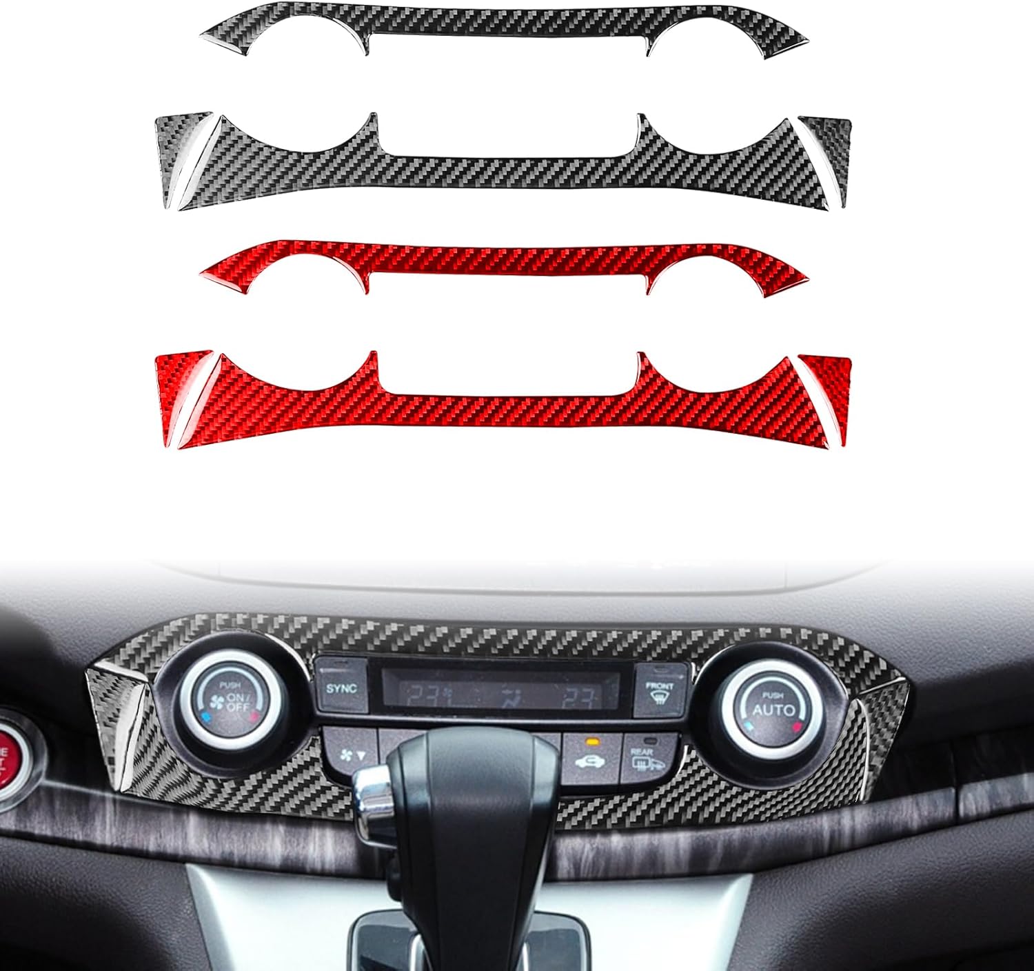 Real Black Carbon Fiber Car Central Console Air Conditioning A/C Climate Control Side Trim Sticker Auto Premium Interior Accessories Compatible with Honda CRV CR-V 2016 2015 2014 2013 2012