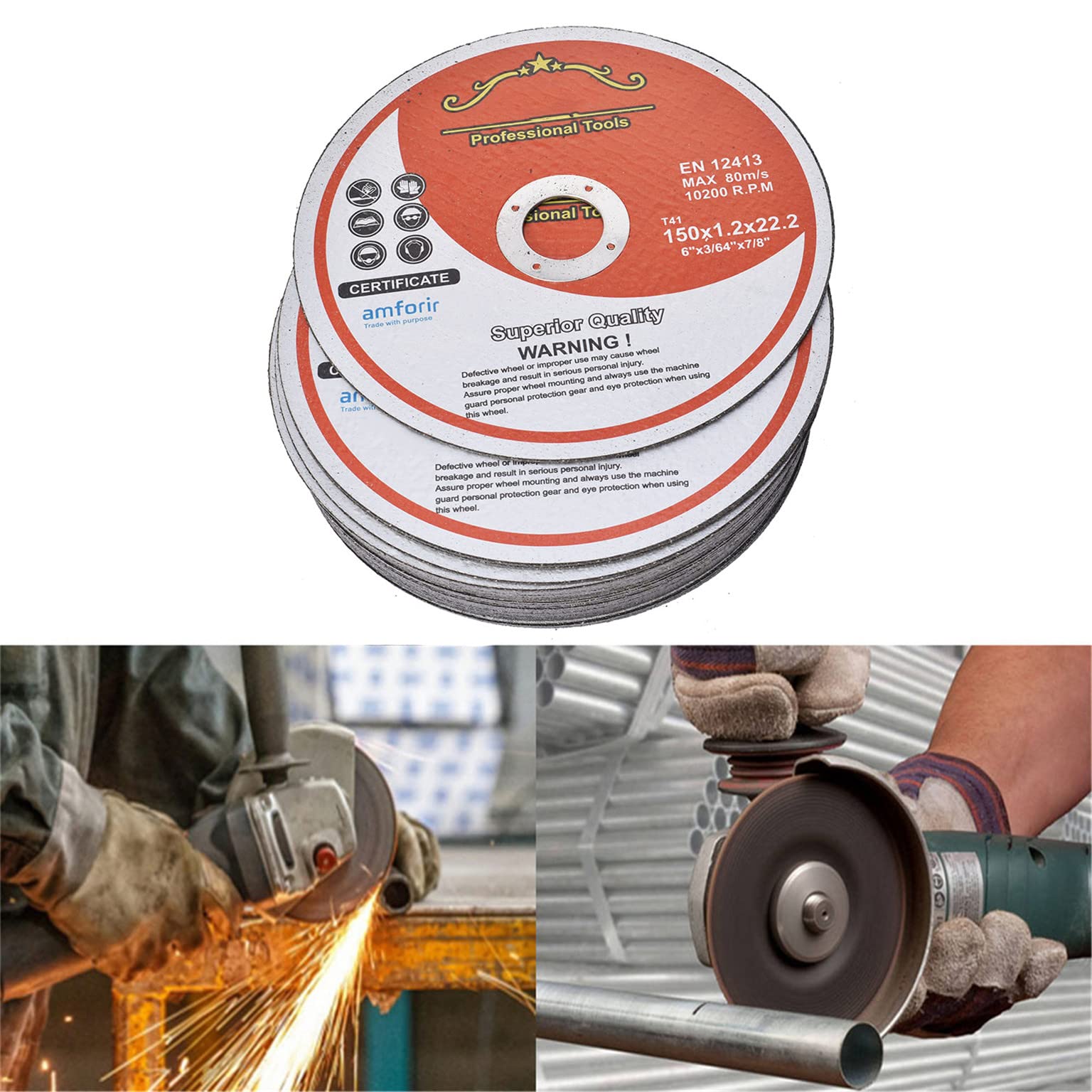 mitoharet 25-Pack 6Inch Cut Off Wheels, Cutting Wheel for Metal & Stainless Steel, 0.045In Thin Cutting Disc Used on 7/8In Mandrel Cut-Off Disc Angle Grinder