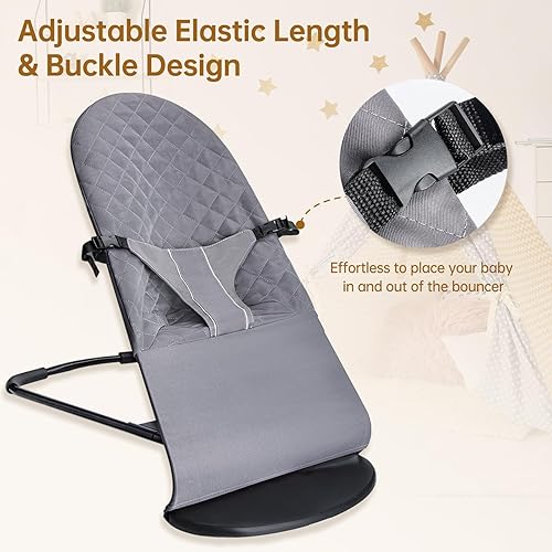 Miniatura 2 de Asiento de tela para gorila para BabyBjorn Funda de repuesto compatible con BabyBjörn Bouncer Bliss, lavable a máquina (gris)
