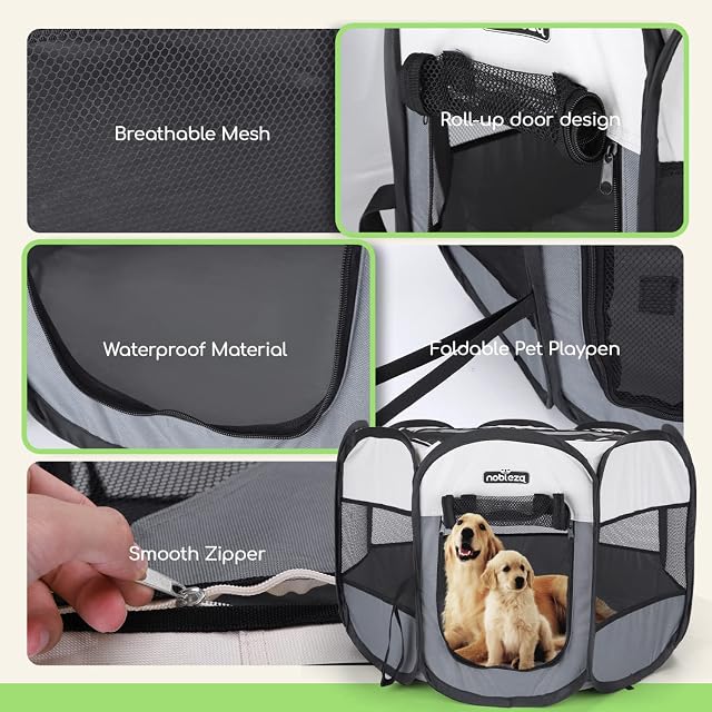 Foto 4 de 7 de Nobleza - Parque Plegable para Perros, Impermeable Parque de Juego de Tela Oxford, Jaula Octagonal…
