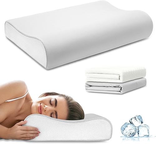 Miniatura 1 de Almohadas de espuma viscoelástica de contorno para dormir, almohada cervical tamaño estándar para aliviar el dolor de cuello, almohada de cama con
