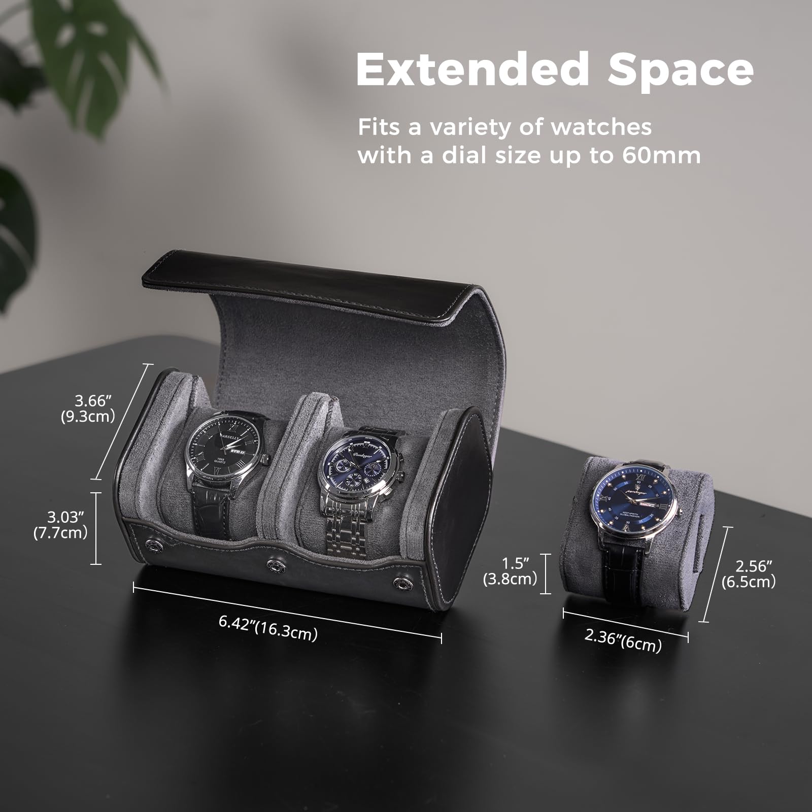 ProCase Estuche para Reloj, Organizador Portable Relojero de PU para Viaje, Negro