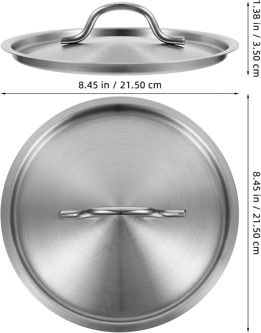 Universal 20cm Stainless Steel Lid for Pot and Skillet, Heavy-duty Thick Austenitic Stainless Steel Replacement Cooking Pan Cover, Kitchen Pot Lid for Everyday Use
