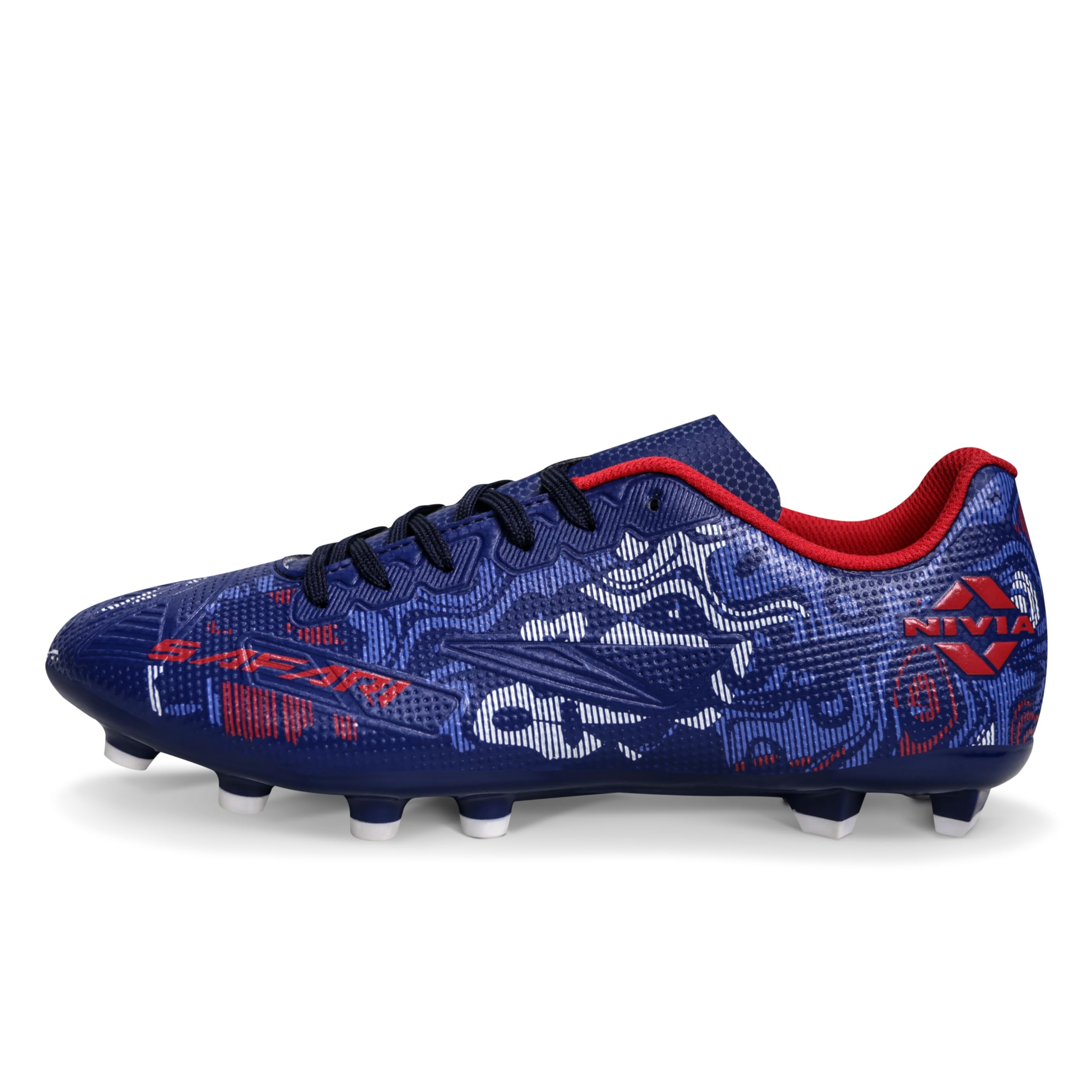 Nivia Safari Football Stud for Men, PU Synthetic Leather Upper, TPU Sole, Die-Cut EVA Sockliner, Ideal for Hard & Grassy Surfaces