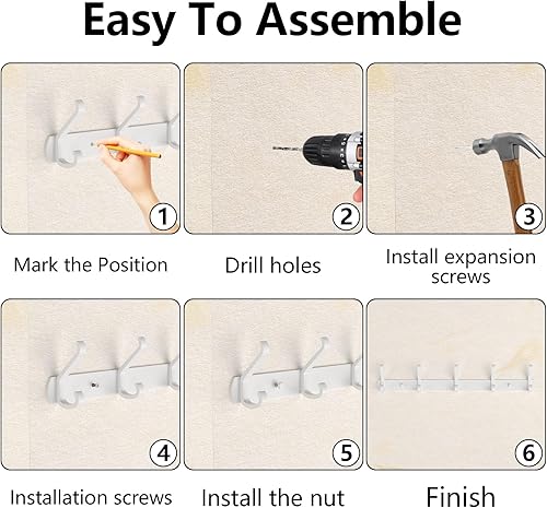 Miniatura 5 de Perchero de pared para colgar, ganchos de pared de 17.3 pulgadas para colgar, perchero de pared para toallas, perchero para sombreros de pared con 5