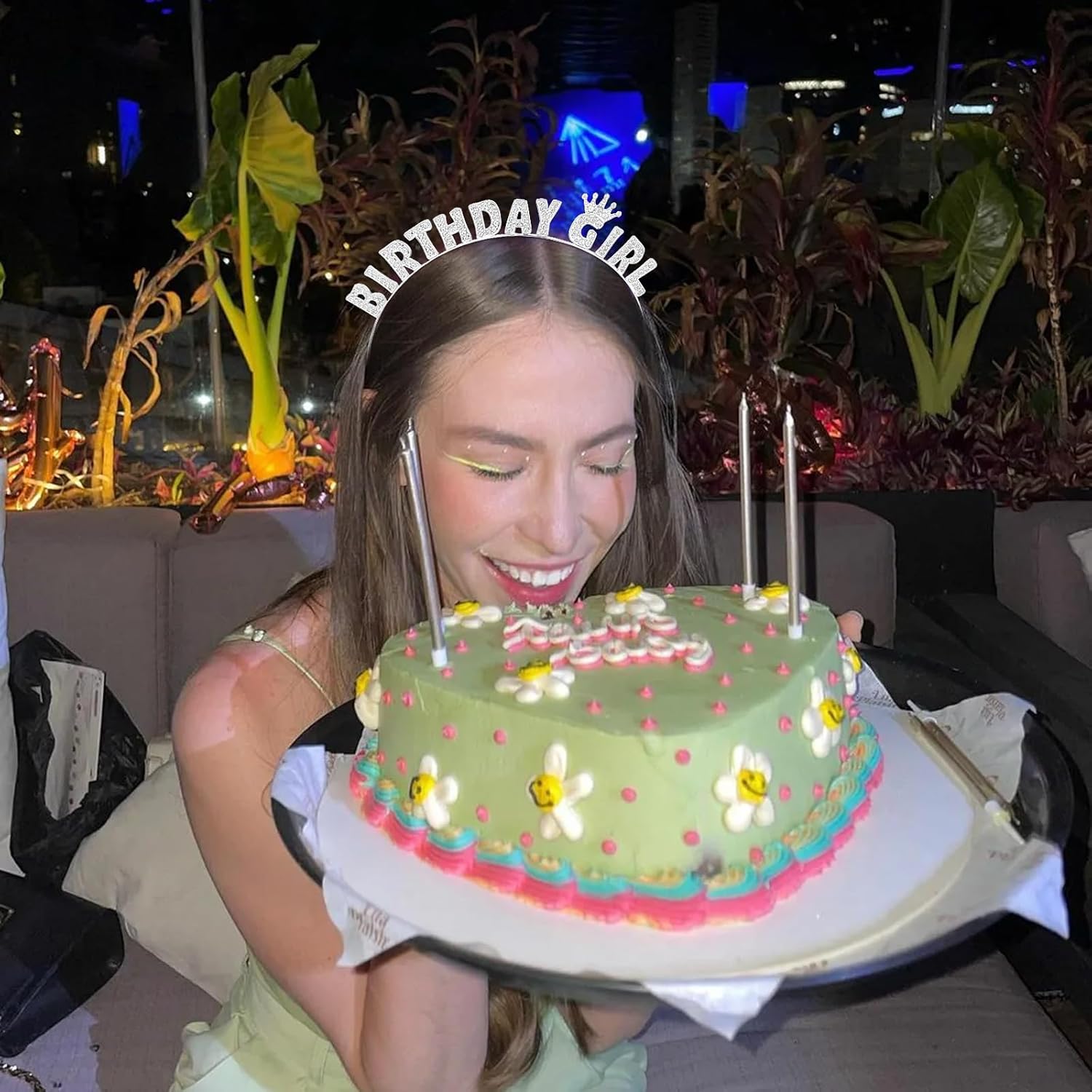 CIEHER Birthday Headband Birthday Girl Tiara Crown for Birthday Decorations Silver - Image 7