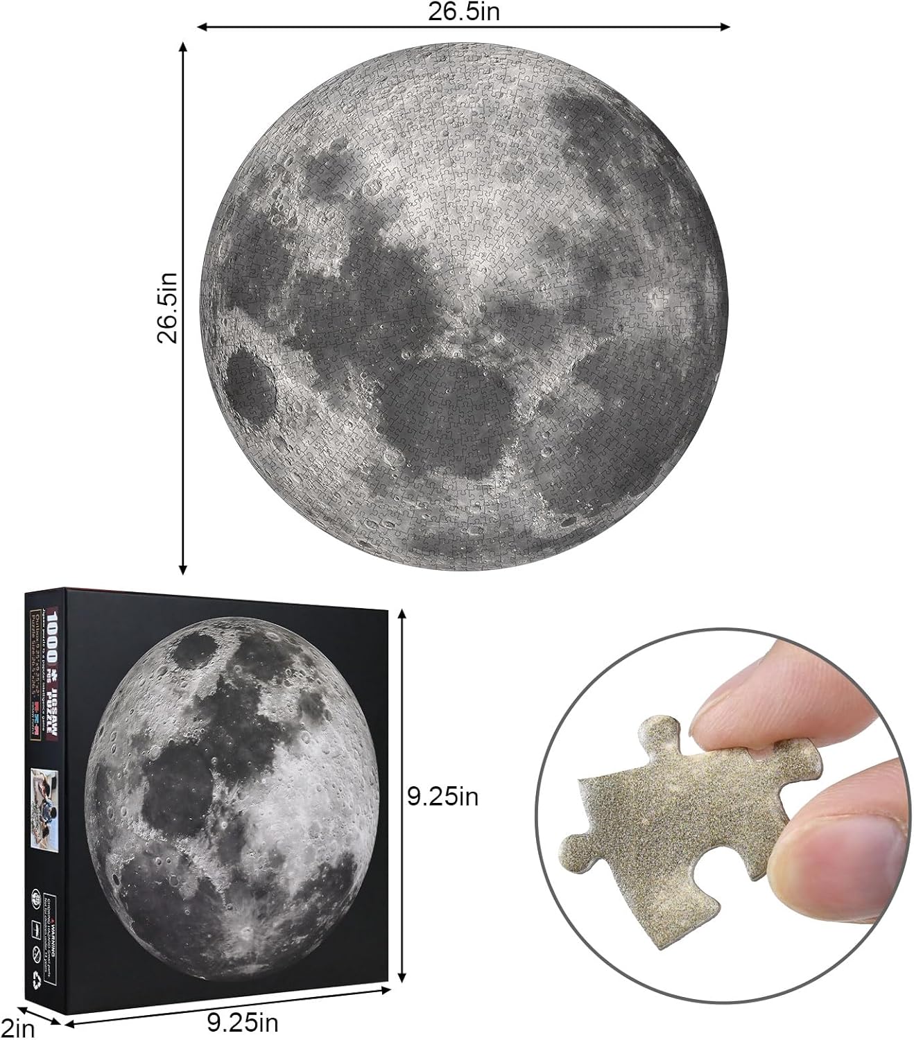 1000 Piece Puzzle for Adults, Space Moon Jigsaw Puzzles 1000 Pieces, Round Planet Puzzles for Adults 1000 Pieces, High Resolution, Matte Finish, No Dust Space Moon Puzzle