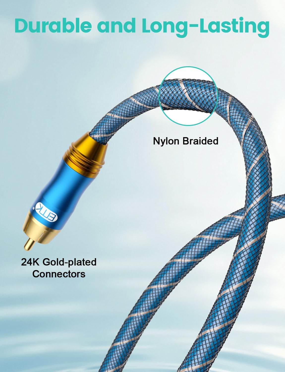 EMK Cable de audio coaxial digital para audiófilo, 75 ohmios, SPDIF, cable coaxial de subwoofer RCA a RCA con núcleo OFC y blindado (2 m, 2 unidades)