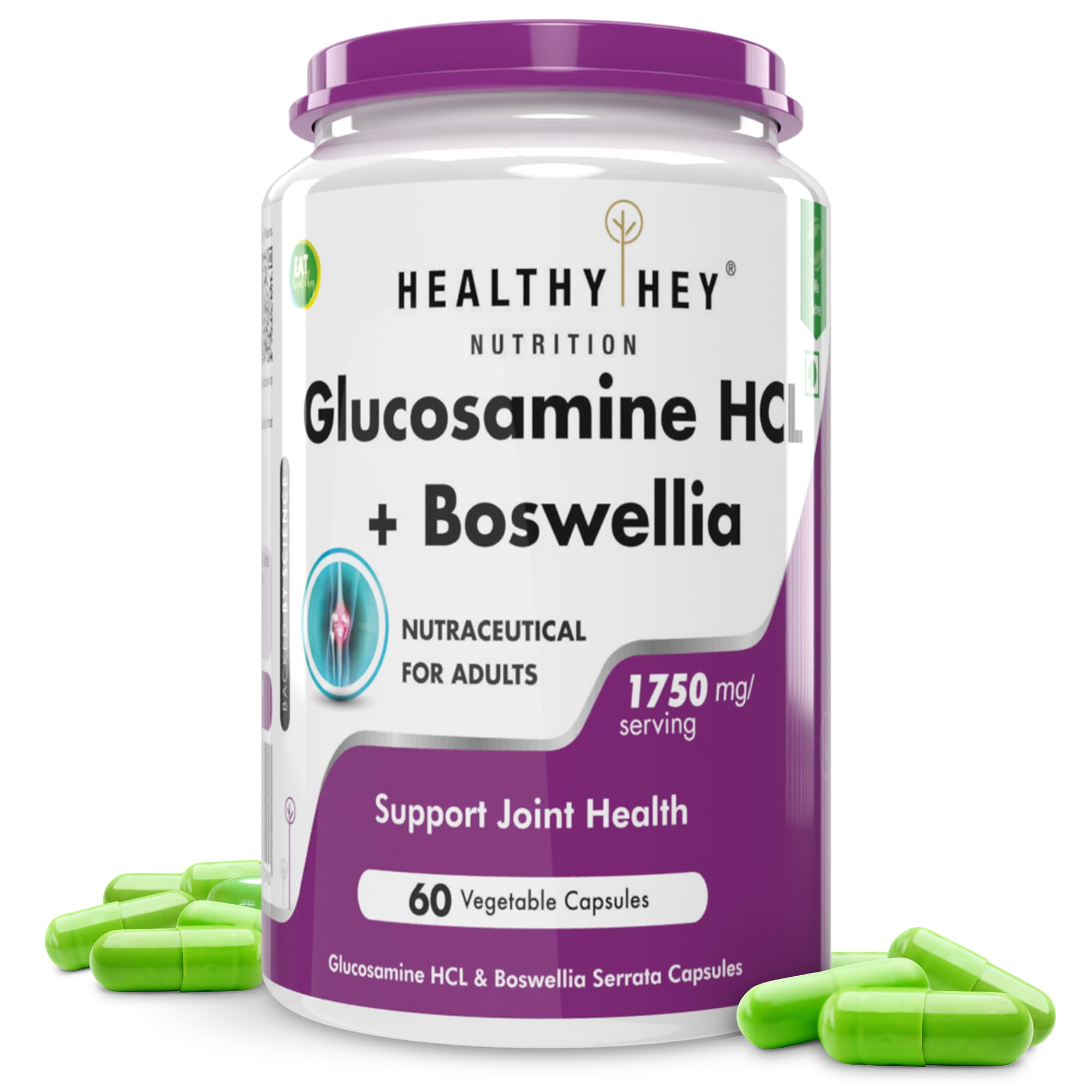 Glucosamine HCL + Boswellia - Support Joint Health -60 capsules (Pack of 1)