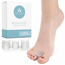 Mind Bodhi Single-Loop Toe Separators 4-Pack: Correcting Bunions and Restoring Toes to Their Original Shape - For Men and Women - Toe Spacers Bunion Corrector - Clear