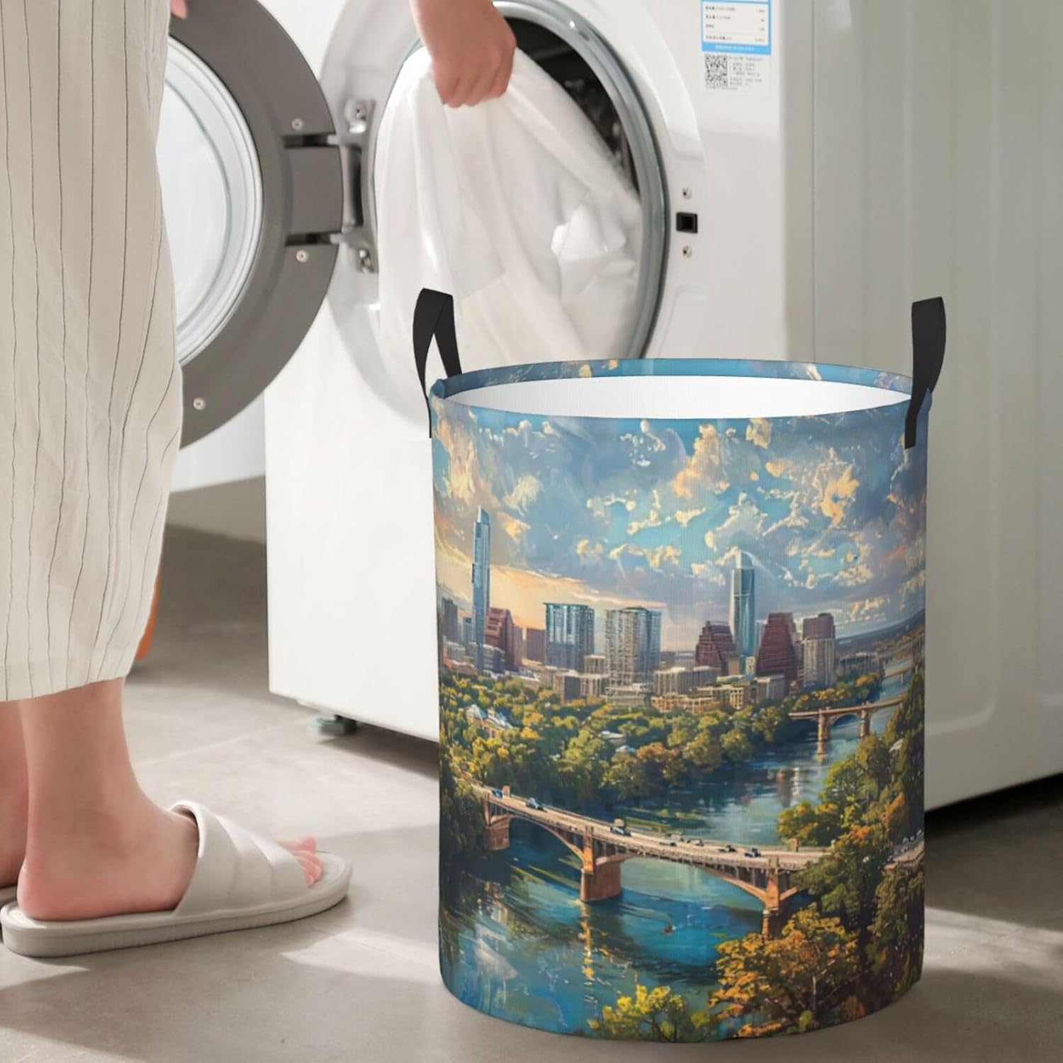 Austin Texas Dirty Clothes Basket,Oxford Cloth Washing Basket For Clothes Storage Organization