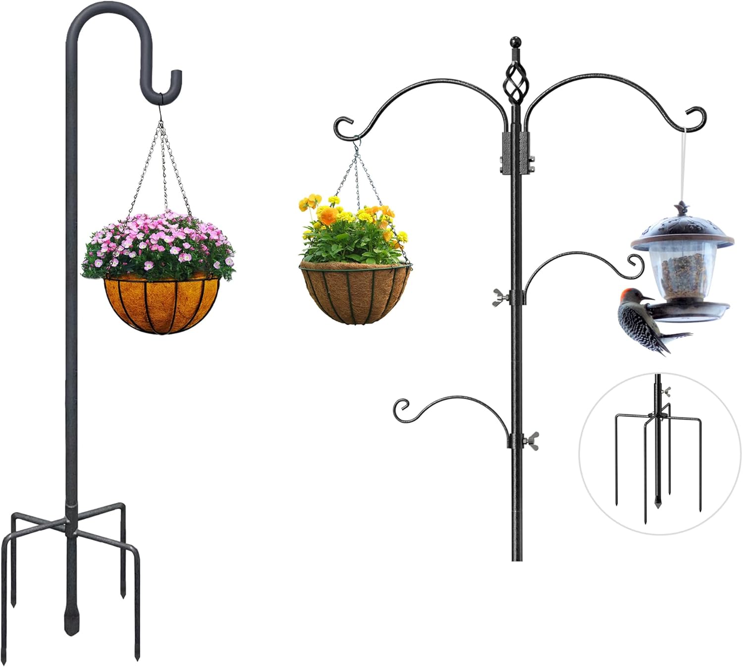 Bird Feeder Station Shepherd Hooks Outdoors Plant Hanger for Outside