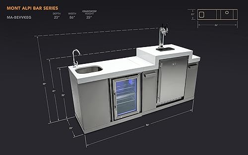 Miniatura 3 de Mont Alpi Bar Series MA-BEVKEG - Dispensador de acero inoxidable con 3 grifos de cerveza Kegerator Keg Center + centro de bebidas con refrigerador