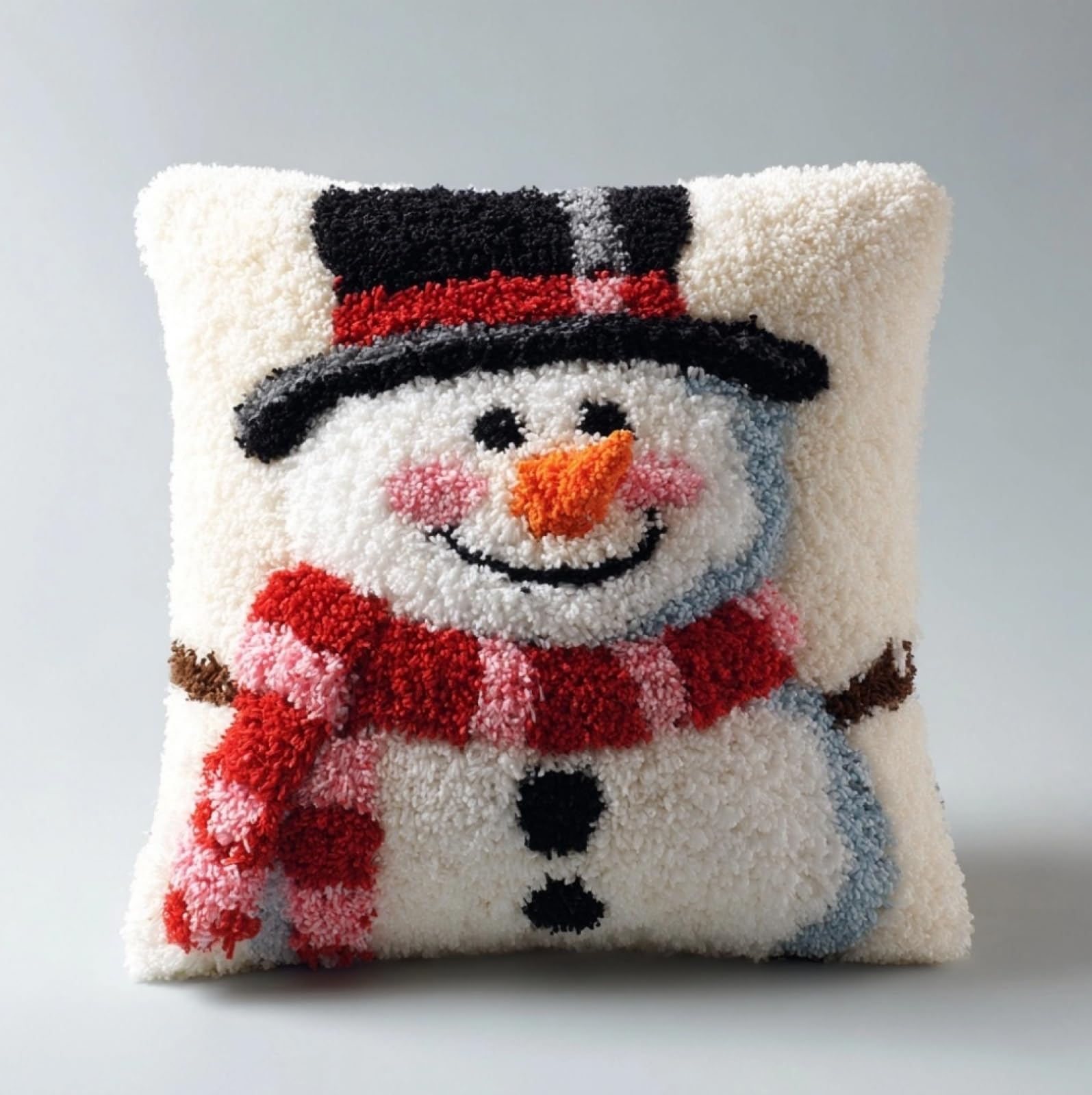 WallustrioaW 3D Pillow Latch Hook Embroidery Kits 17x17in,Snowman