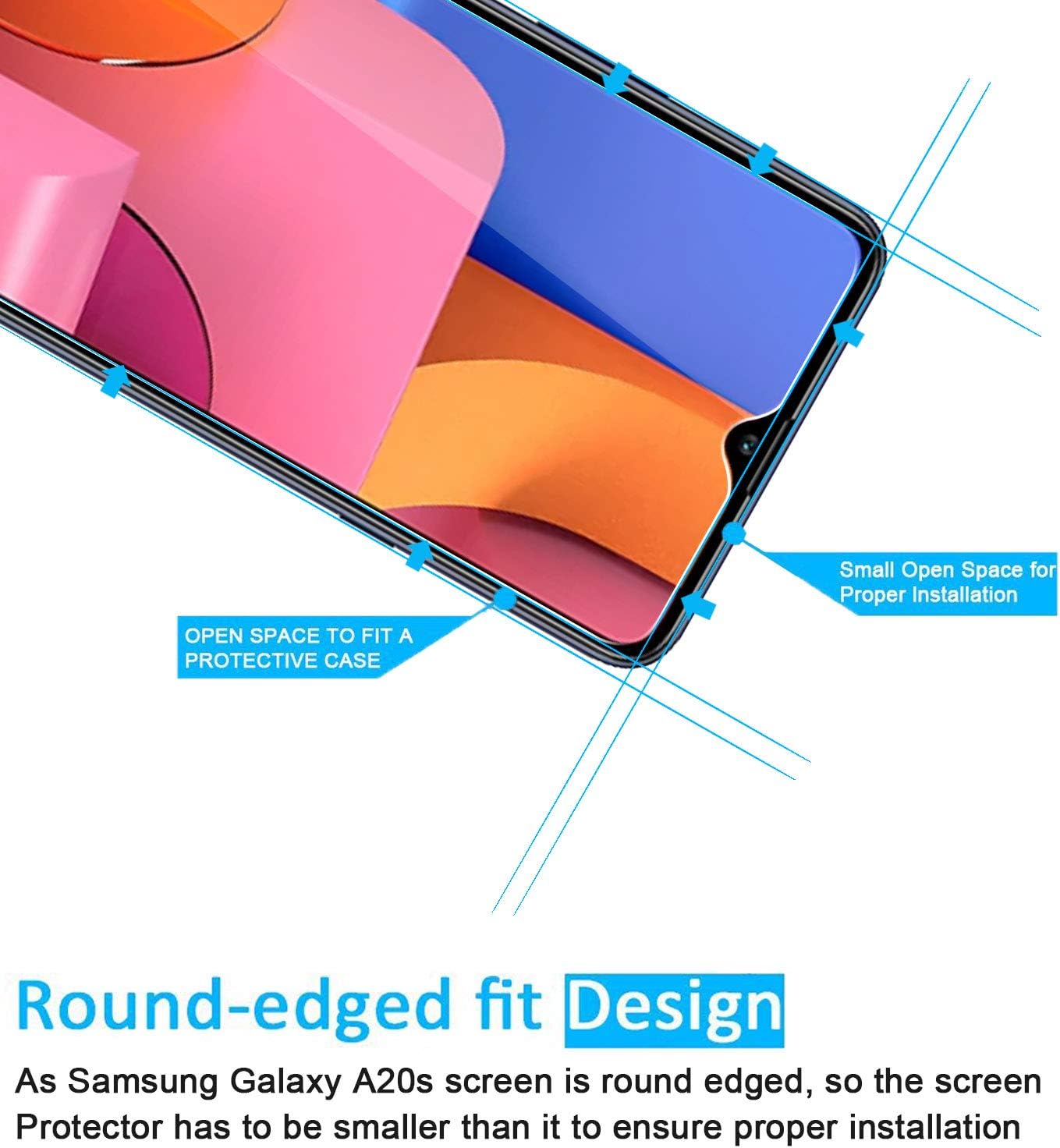 NEW'C [3 Pack] Designed for Samsung Galaxy A20S Screen Protector Tempered Glass, Case Friendly Ultra Resistant