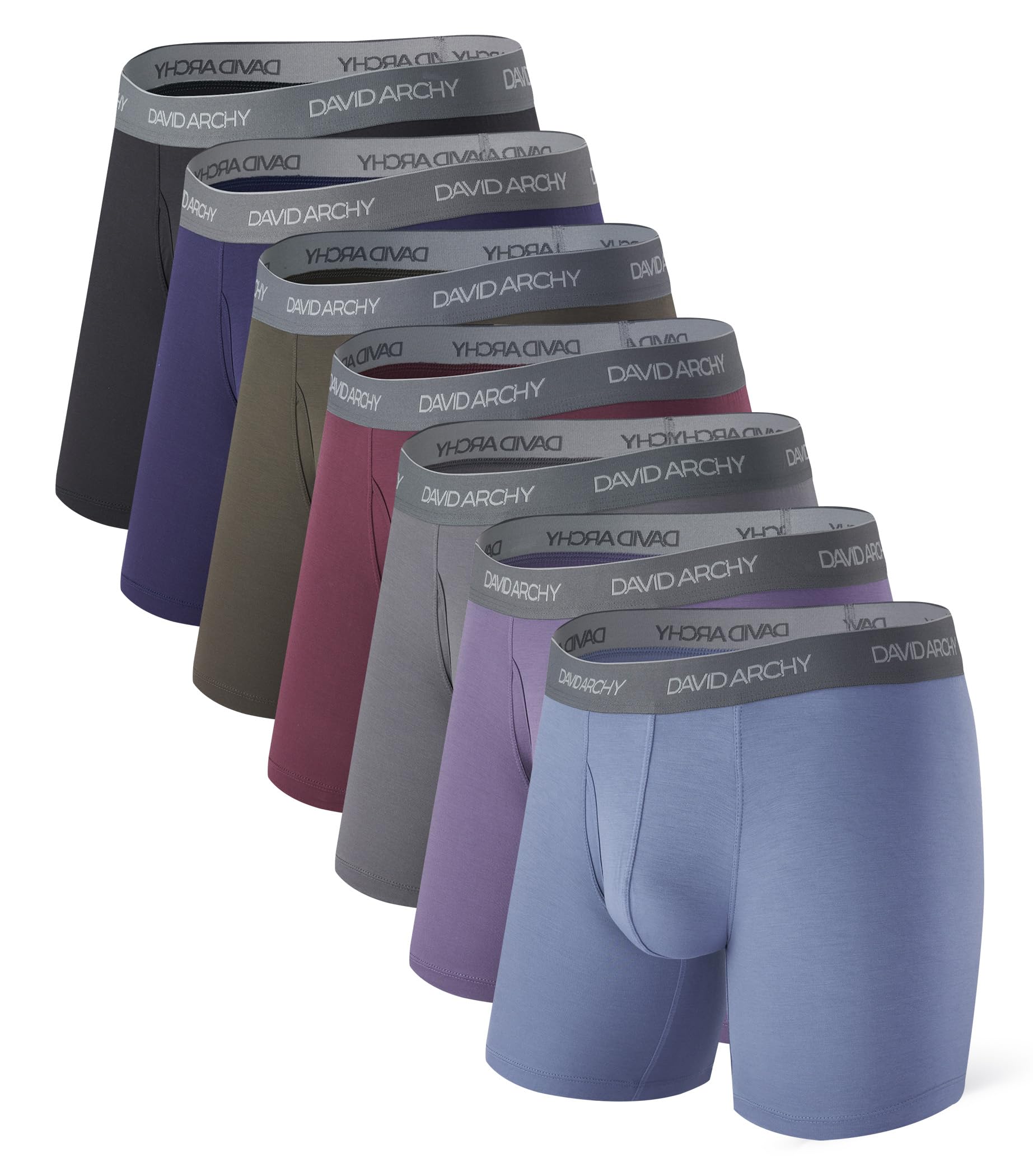 DAVID ARCHY Mens Underwear Wicking-Moisture Cooling Rayon Made From Bamboo Boxer Briefs with Support Pouch Fly 4 or 7 Pack