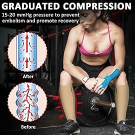 Ailaka Zipper Compression Socks Medical, 15-20 mmHg Knee High Compression Socks for Men Women, Close Toe Support Socks for Varicose Veins, Edema, Recovery, Pregnant, Nurse(Beige, X-Large)