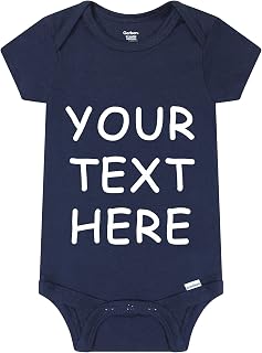 Personalized Unisex Baby Bodysuit - Custom Bodysuit with Name and Other Text on Front - Short Sleeve Personalized Baby Romper