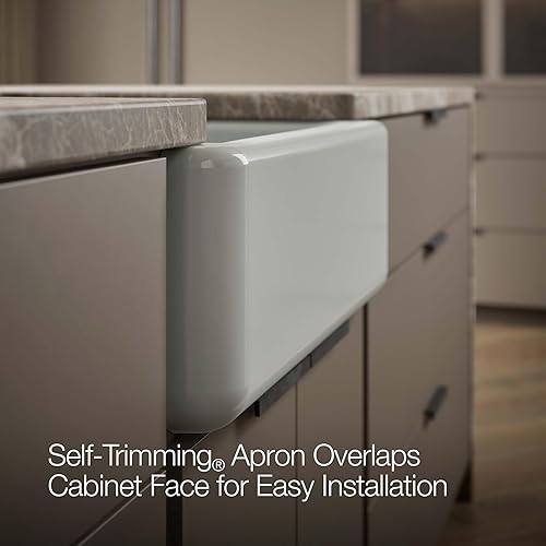 Vista 60 de Kohler Fregadero de la granja Kohler Whitehaven, Frente al delantal altos, K-6489-0, Blanco