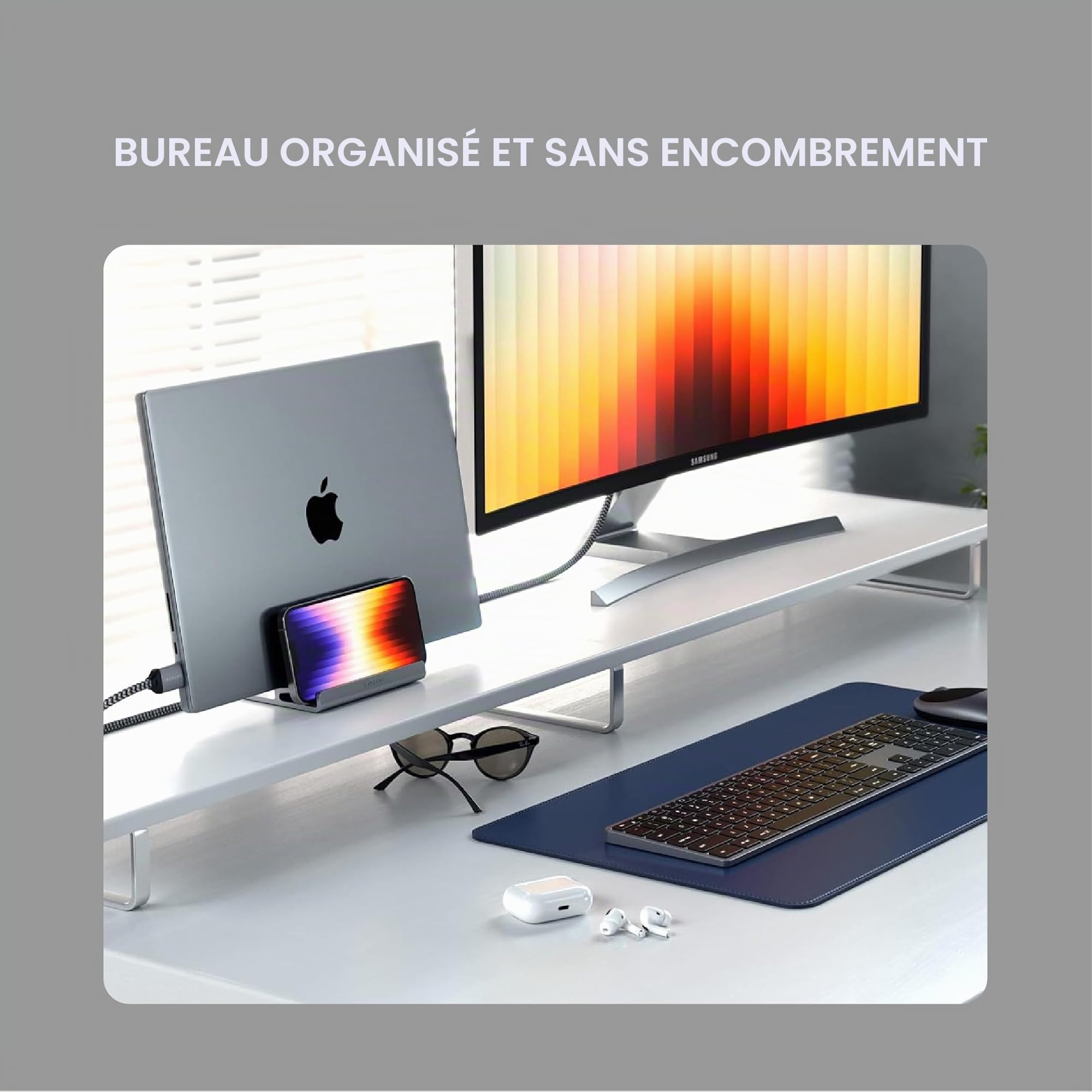 Satechi Support Vertical Double en Aluminium, Antidérapant