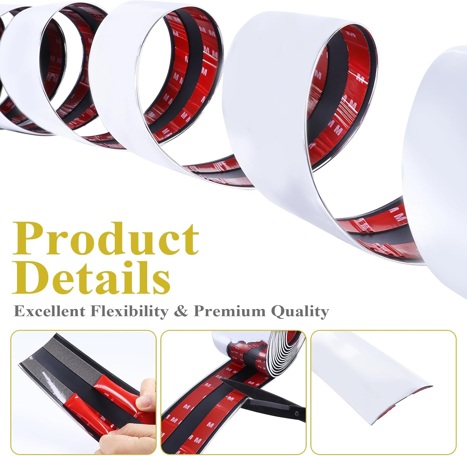 2"(50mm) Automotive Chrome Trim Molding 28FT Heavy Duty Car Side Moldings UV-Protected Scratch-Proof Fit Body Side Molding Trim Self Adhesive, Protection for Cars Trucks Vans